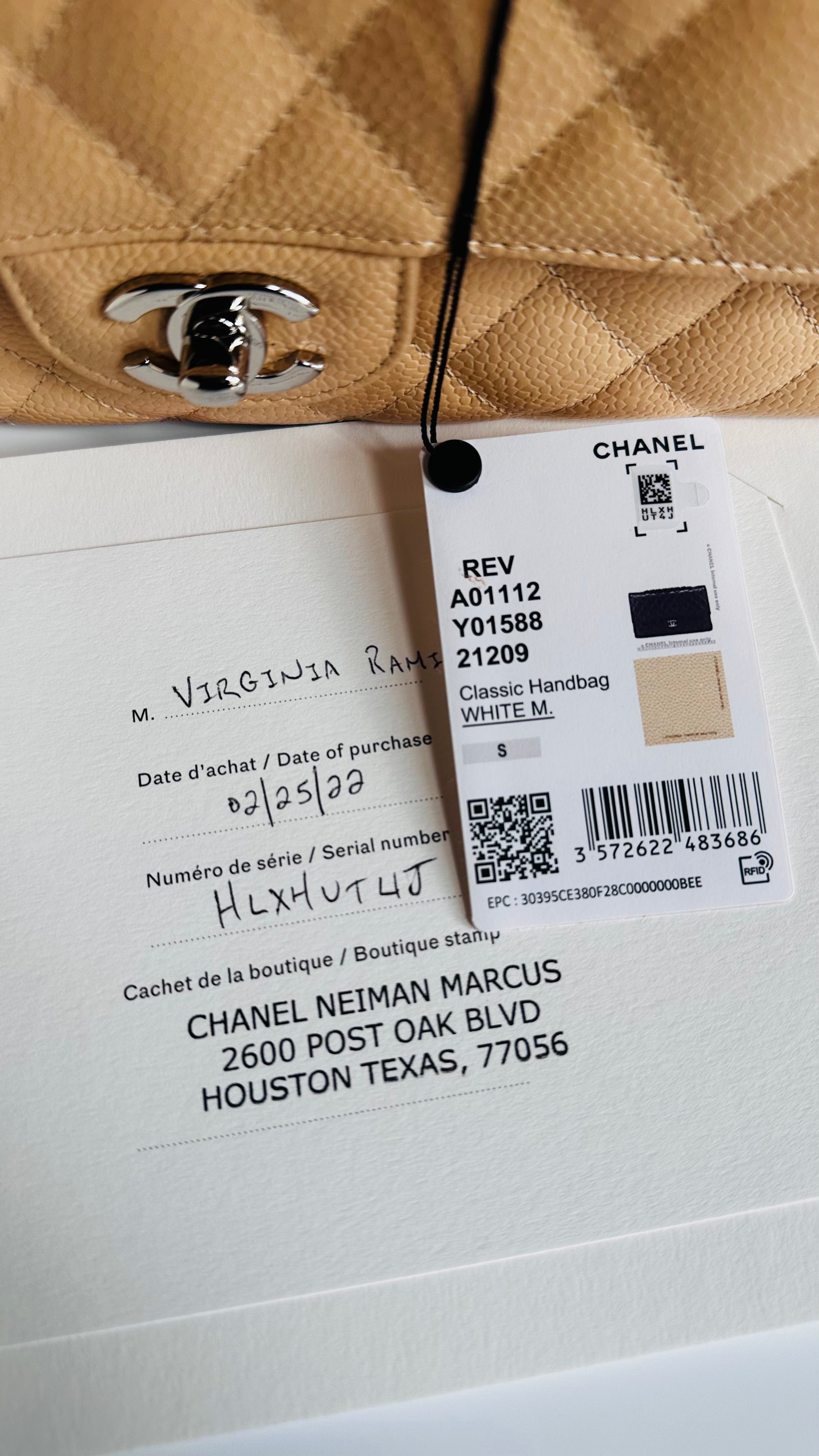2022 Chanel Medium Classic Flap Beige Clair Caviar SHW