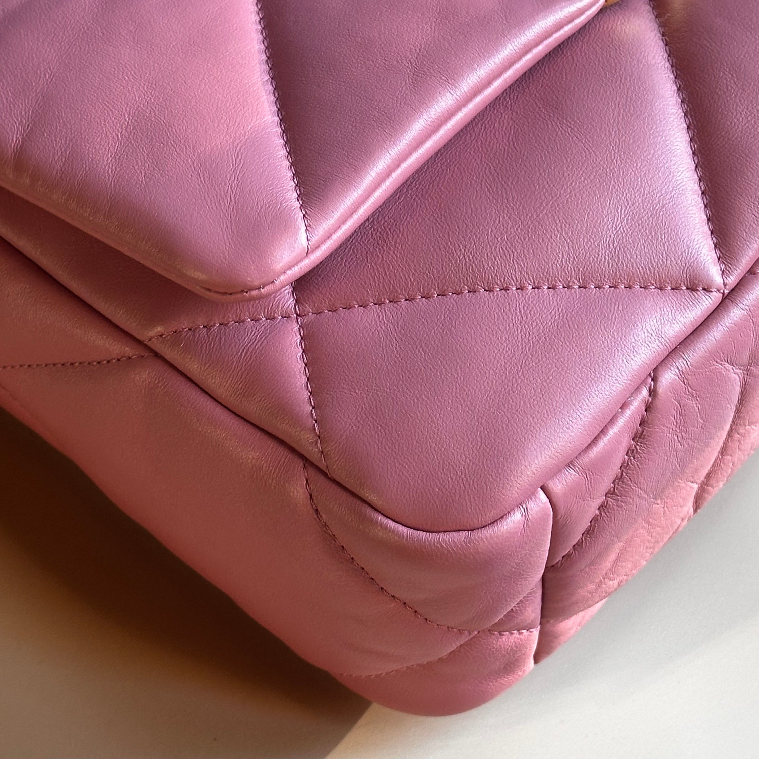 22A Chanel Medium 19 Pink Flap Lambskin Trio Mix Hardwares