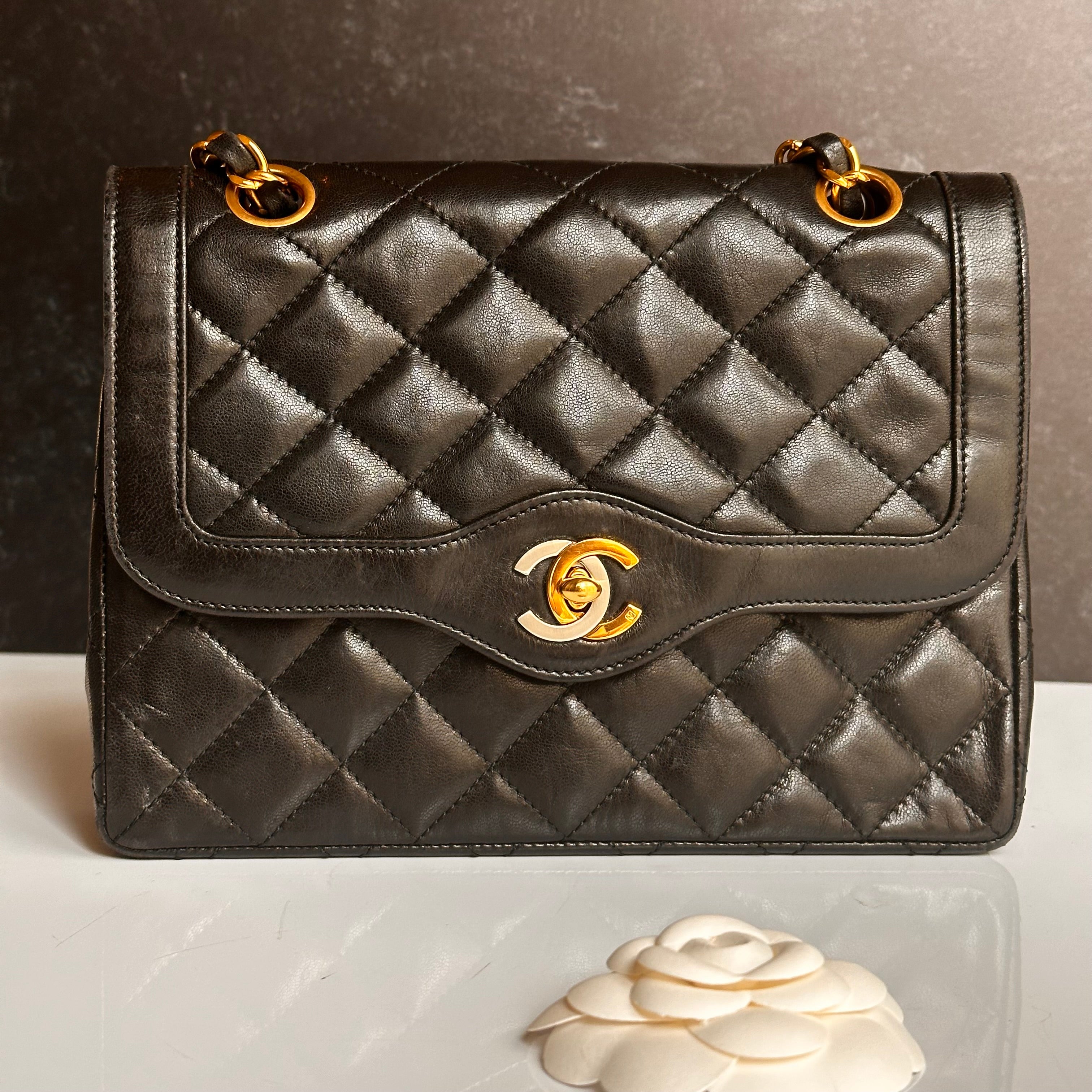Chanel Vintage Small Paris Flap Black Lambskin 24K GHW