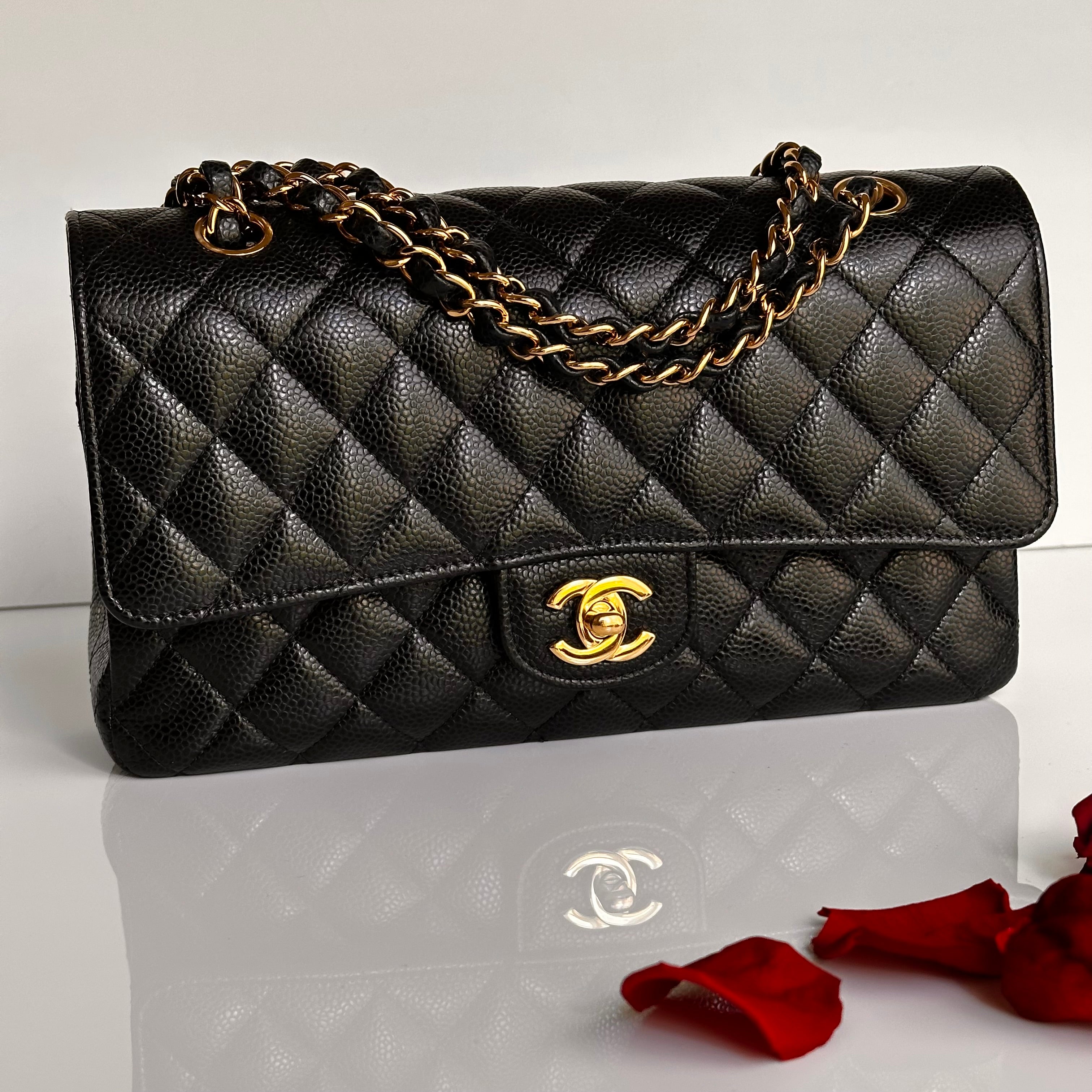2022 Chanel Timeless Classic Medium Double Flap Black Caviar GHW