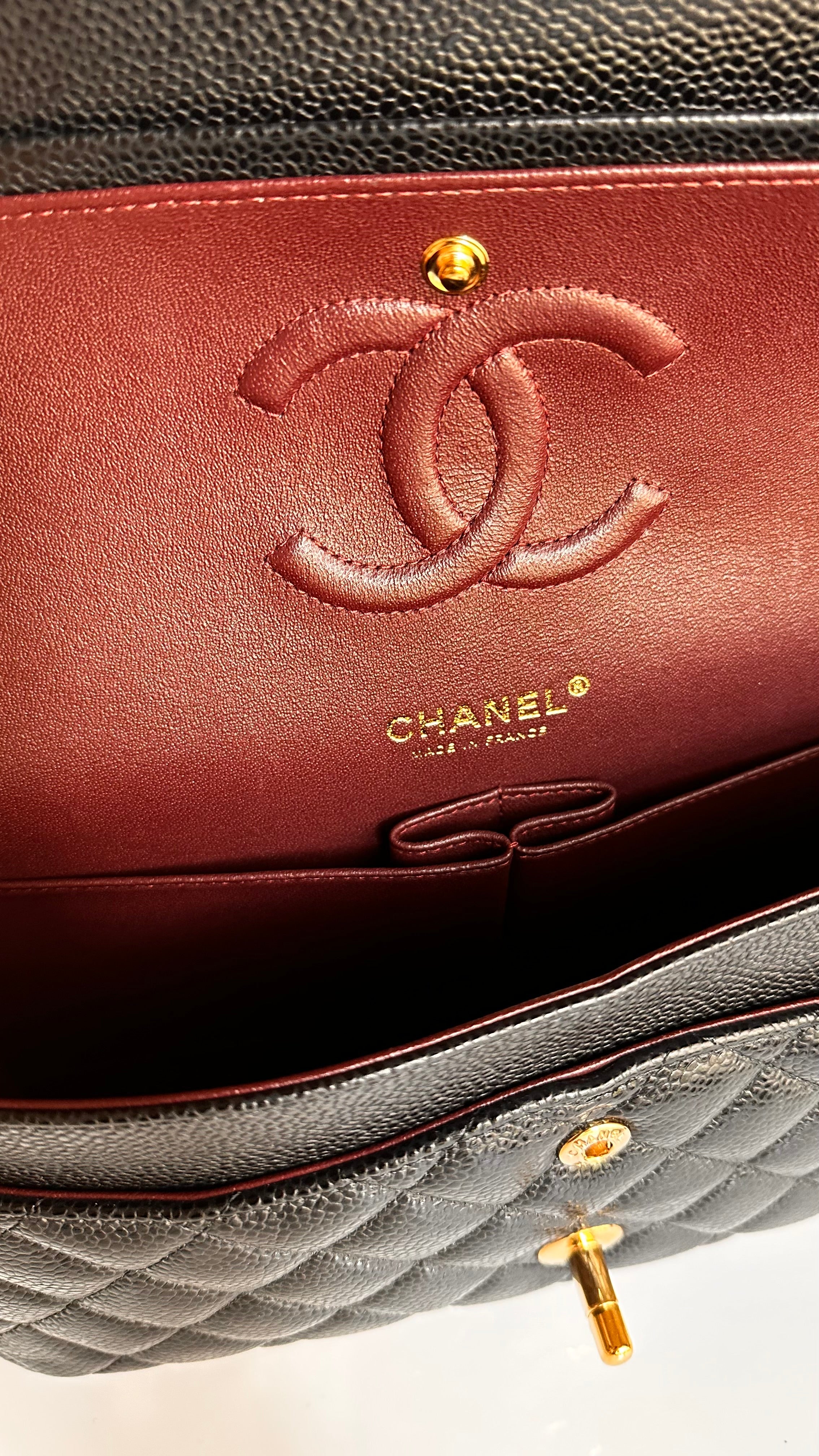 2022 Chanel Timeless Classic Medium Double Flap Black Caviar GHW