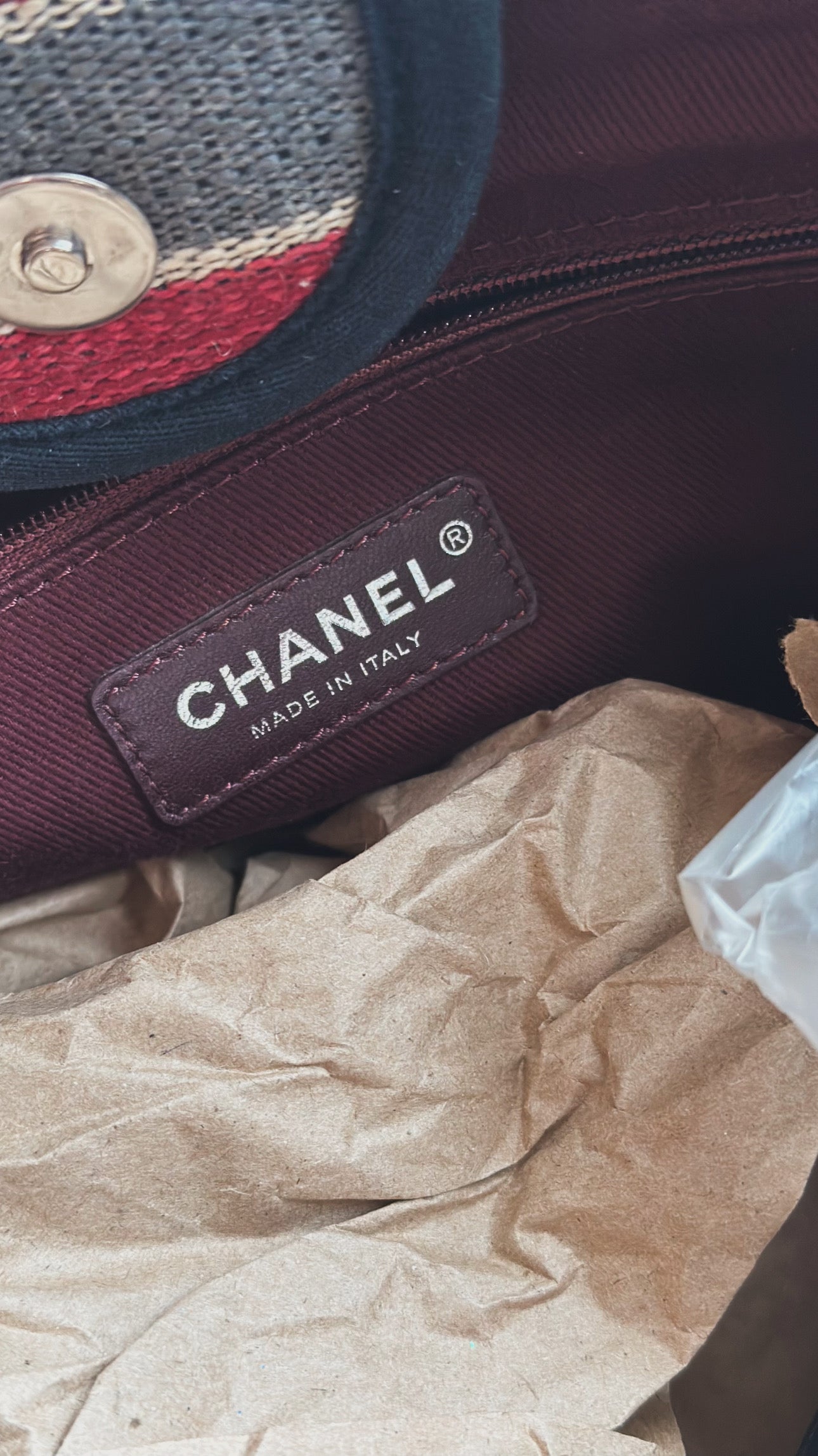 18A Chanel Large Deauville Shopping Tote Beige Toile & Calfskin