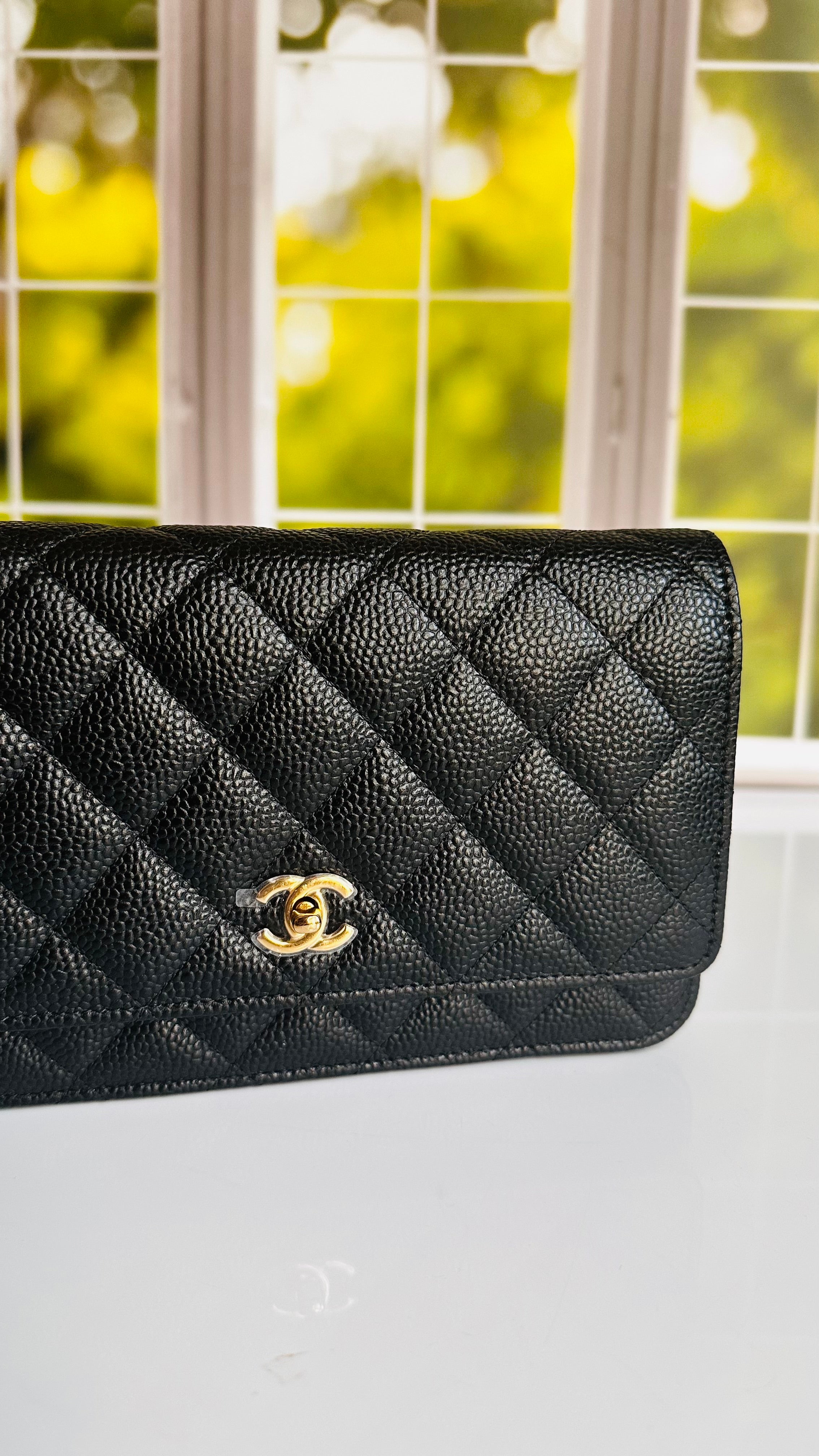 Newest Edition Chanel Wallet on Chain w/ Turnlock Clasp Black Caviar GHW