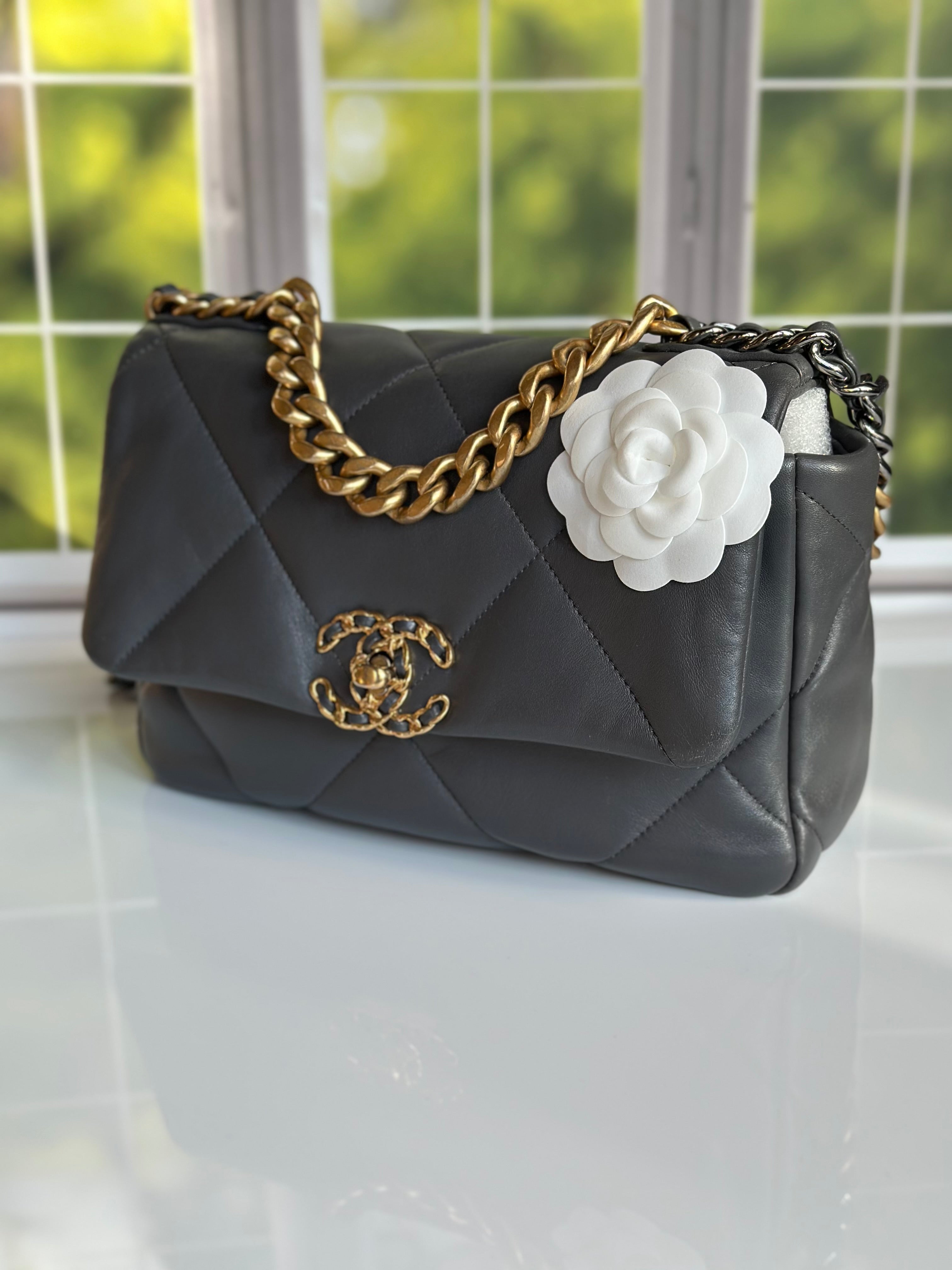 21B Chanel Small-Medium 19 Flap Dark Grey Lambskin