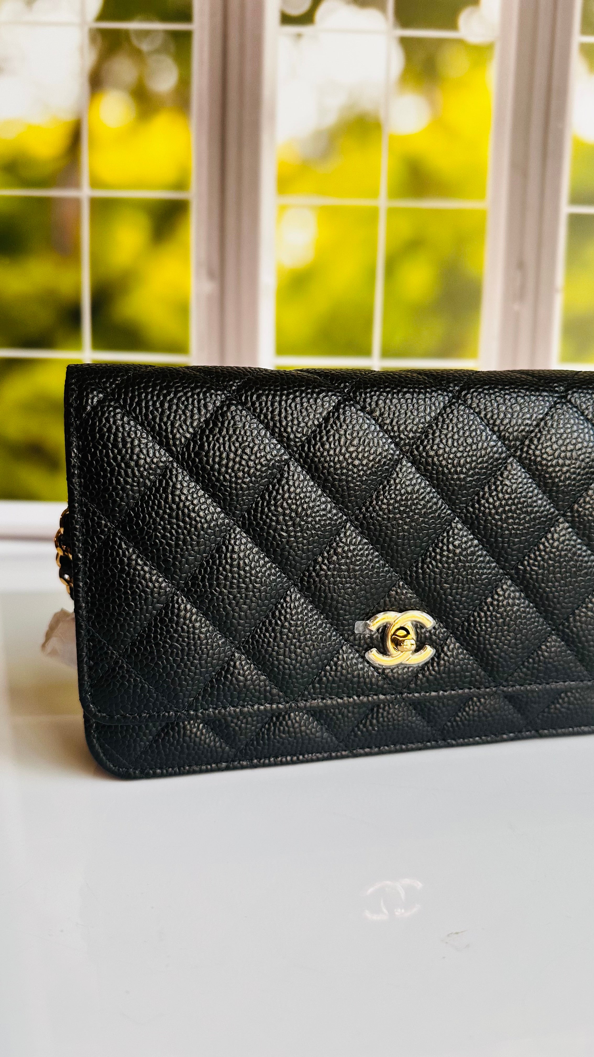 Newest Edition Chanel Wallet on Chain w/ Turnlock Clasp Black Caviar GHW