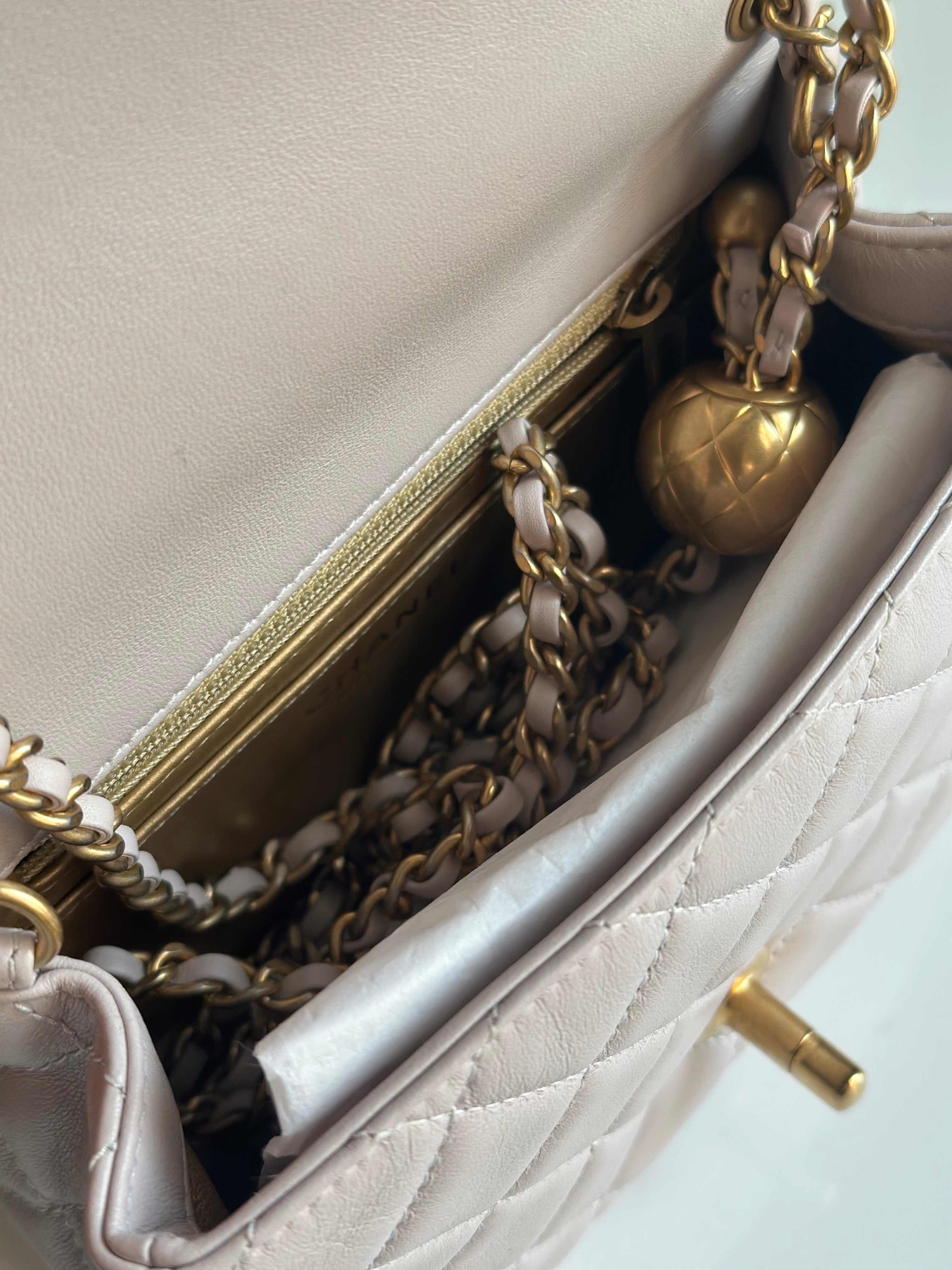 2021 Chanel Mini Pearl Crush Flap Lilac Lambskin & GHW