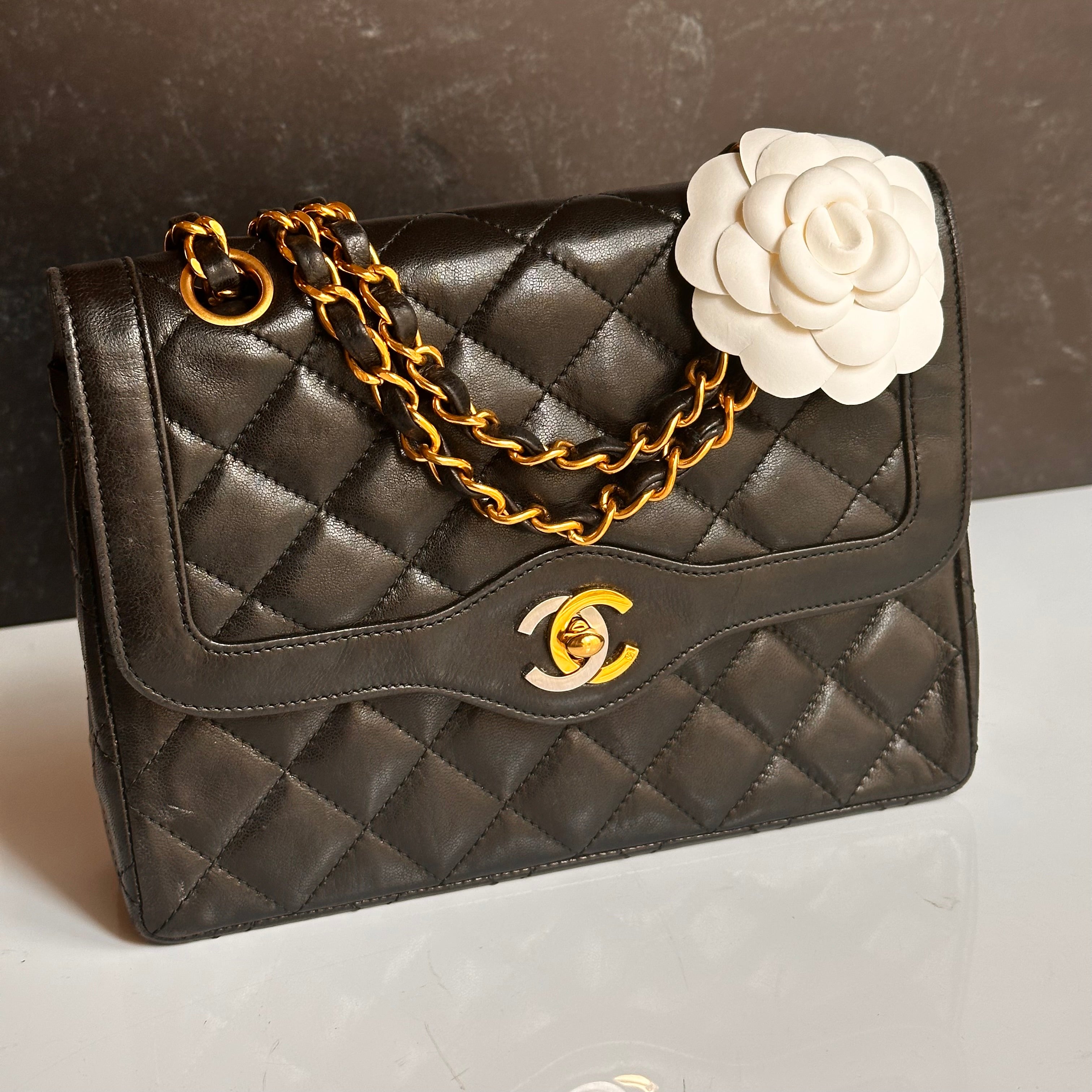 Chanel Vintage Small Paris Flap Black Lambskin 24K GHW
