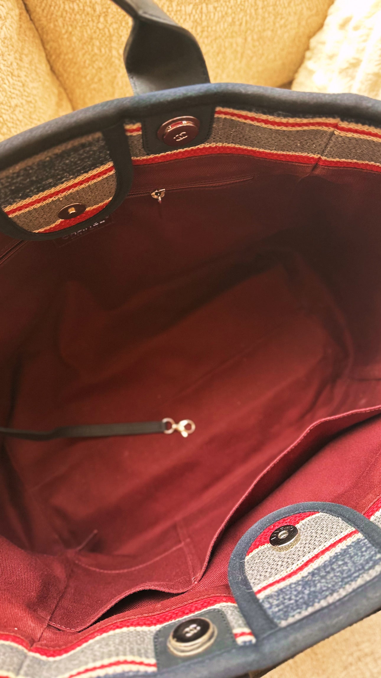 18A Chanel Large Deauville Shopping Tote Beige Toile & Calfskin