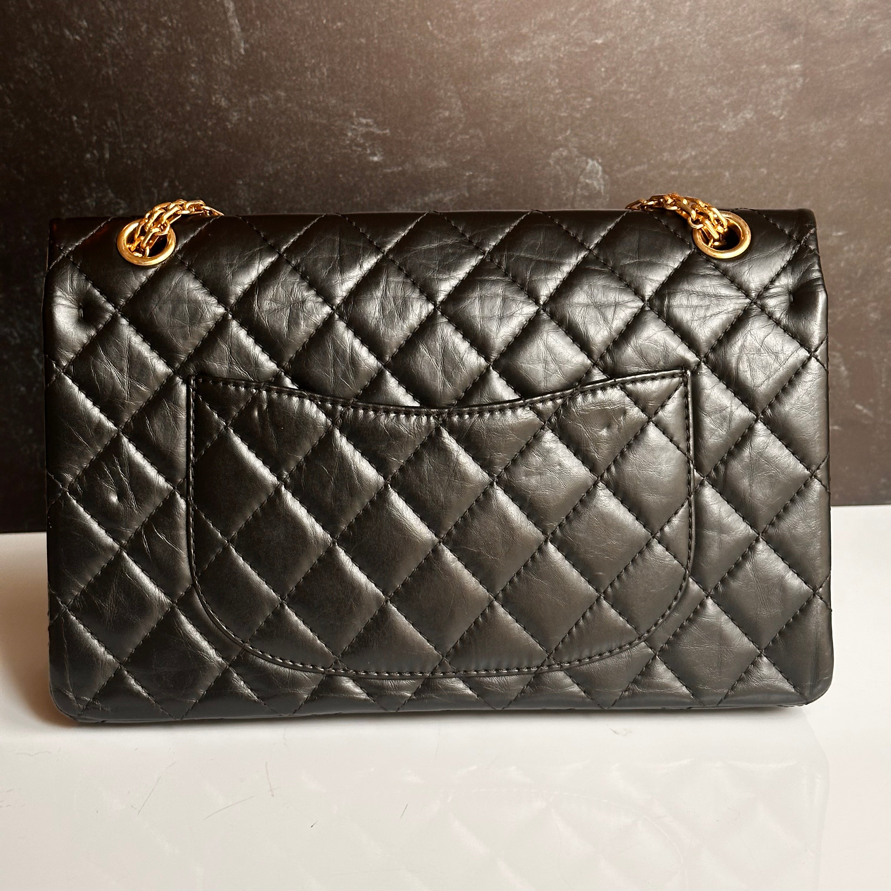 Chanel 2.55 Reissue Mademoiselle Flap Black Aged Calfskin GHW