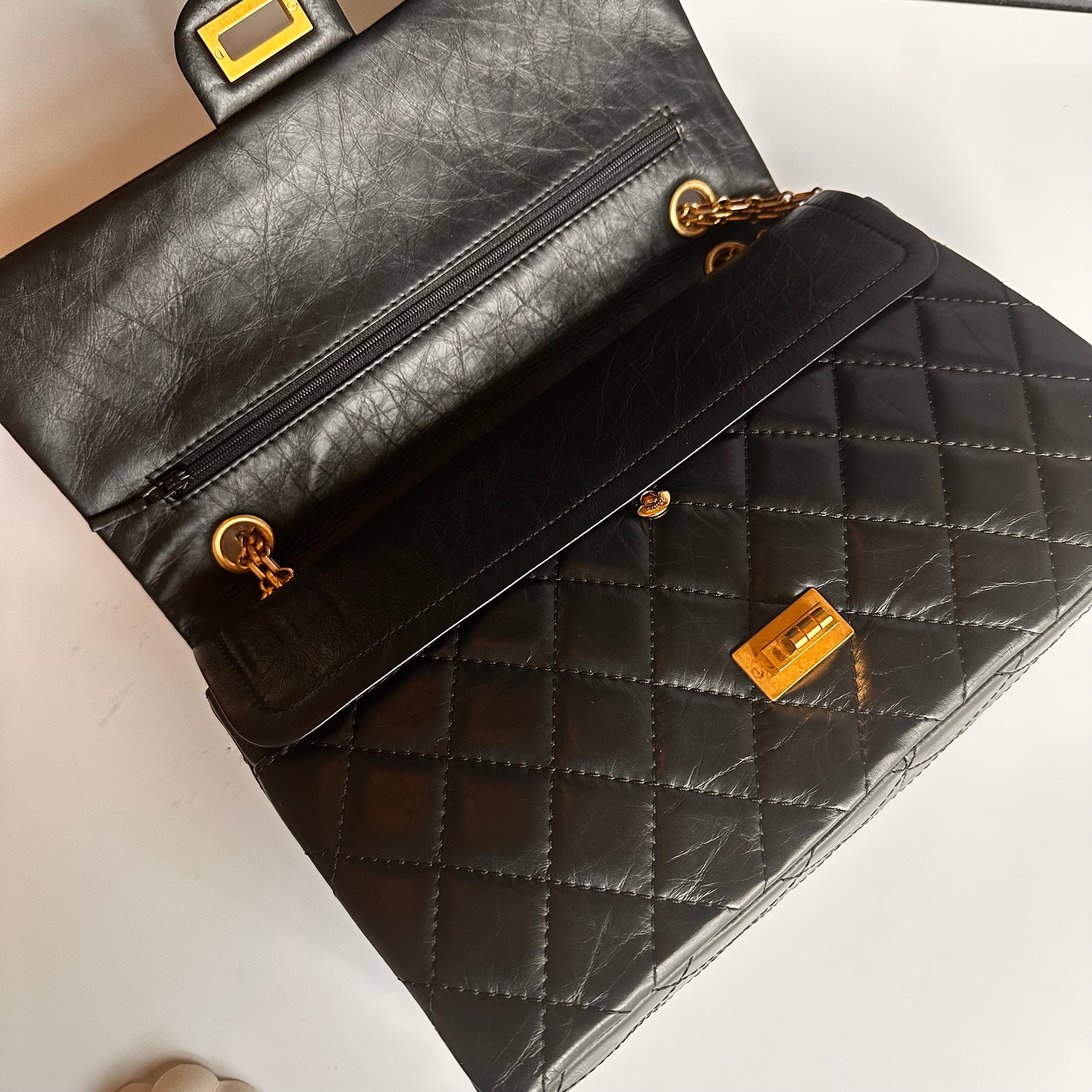 Chanel 2.55 Reissue Mademoiselle Flap Black Aged Calfskin GHW