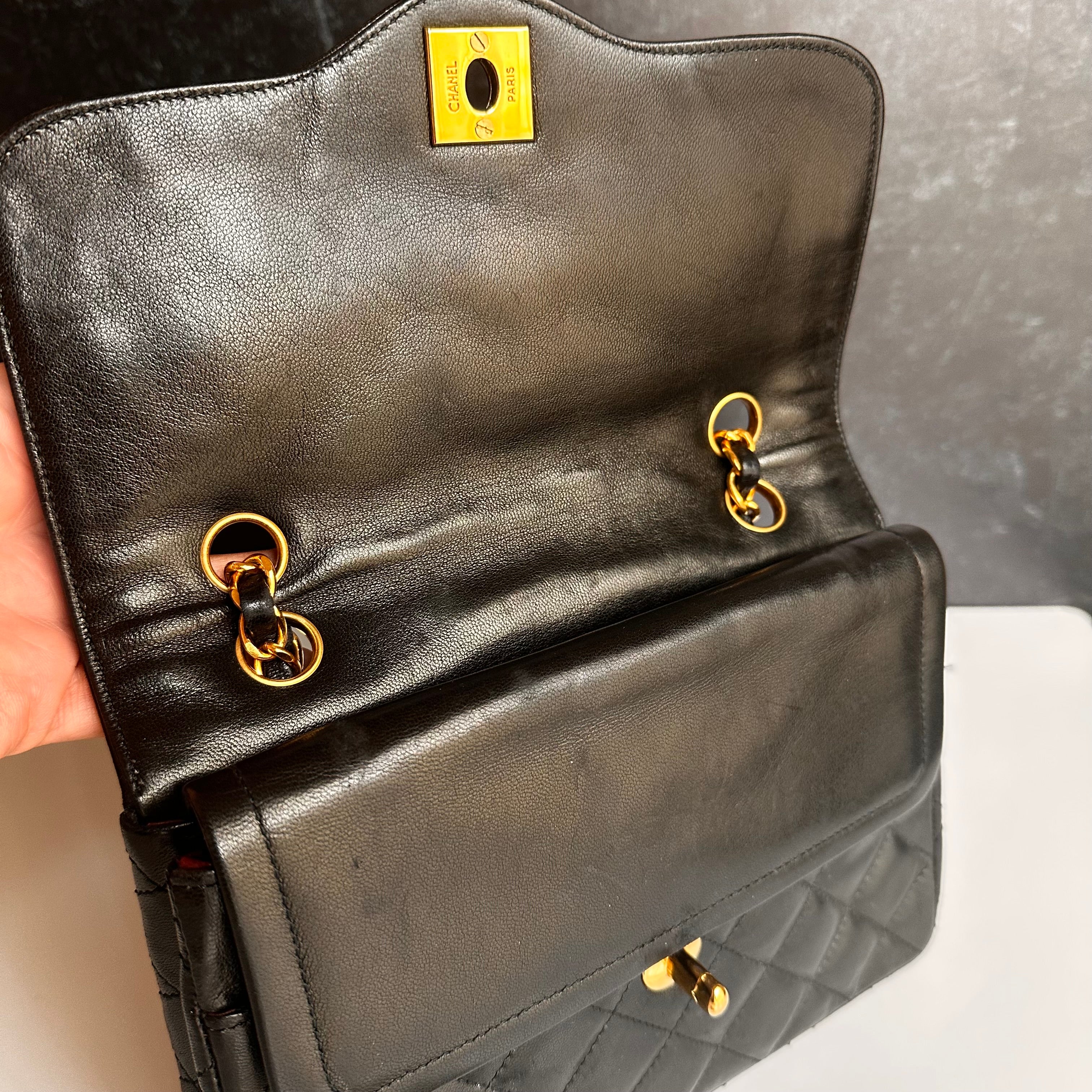 Chanel Vintage Small Paris Flap Black Lambskin 24K GHW