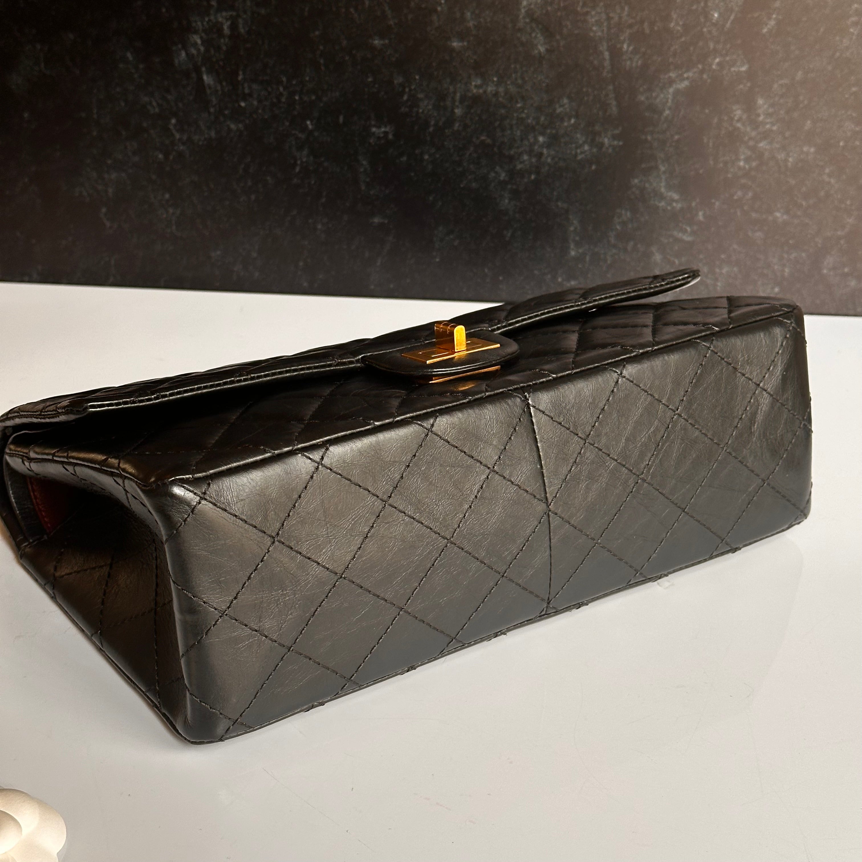 Chanel 2.55 Reissue Mademoiselle Flap Black Aged Calfskin GHW