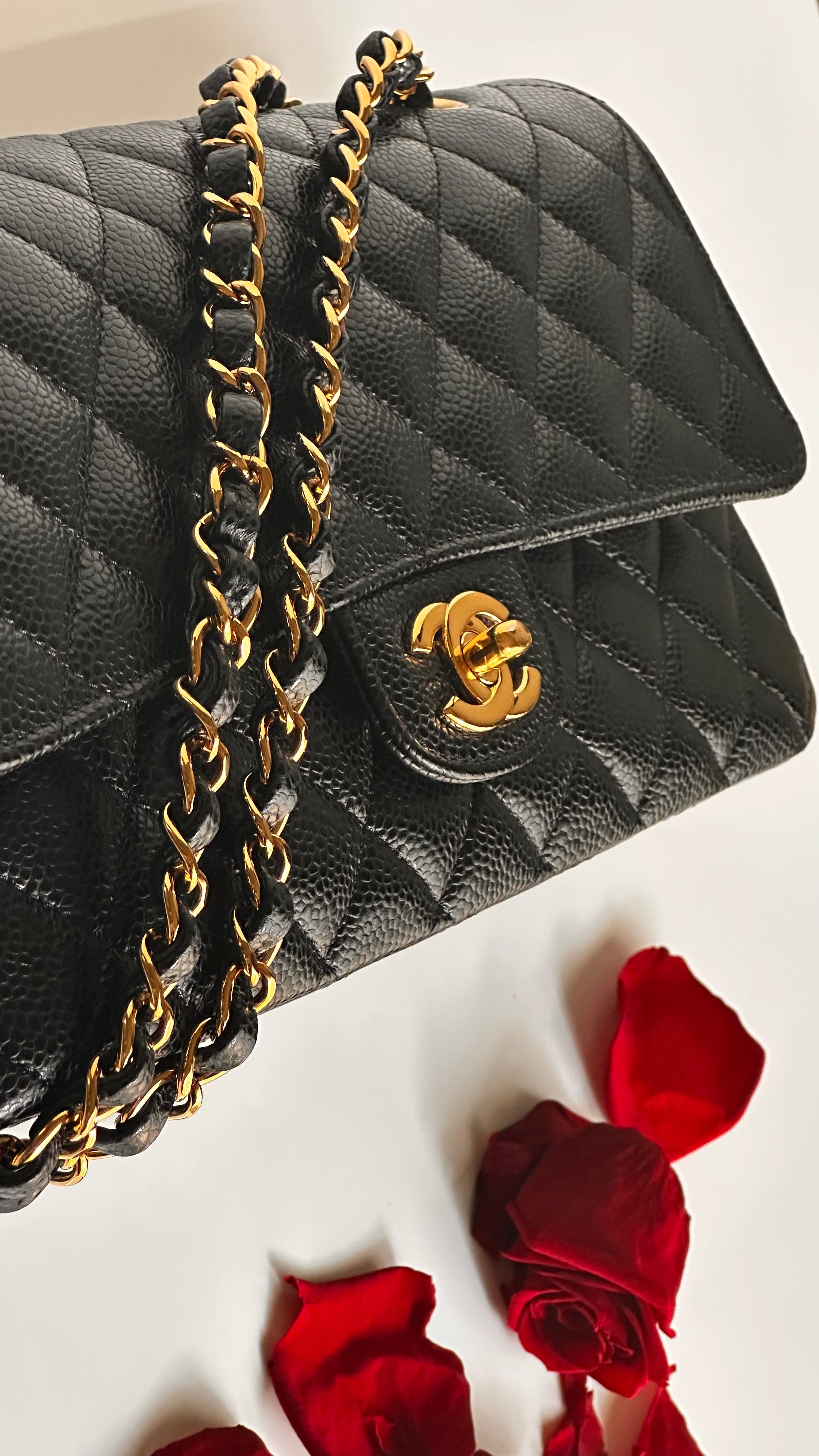 2022 Chanel Timeless Classic Medium Double Flap Black Caviar GHW