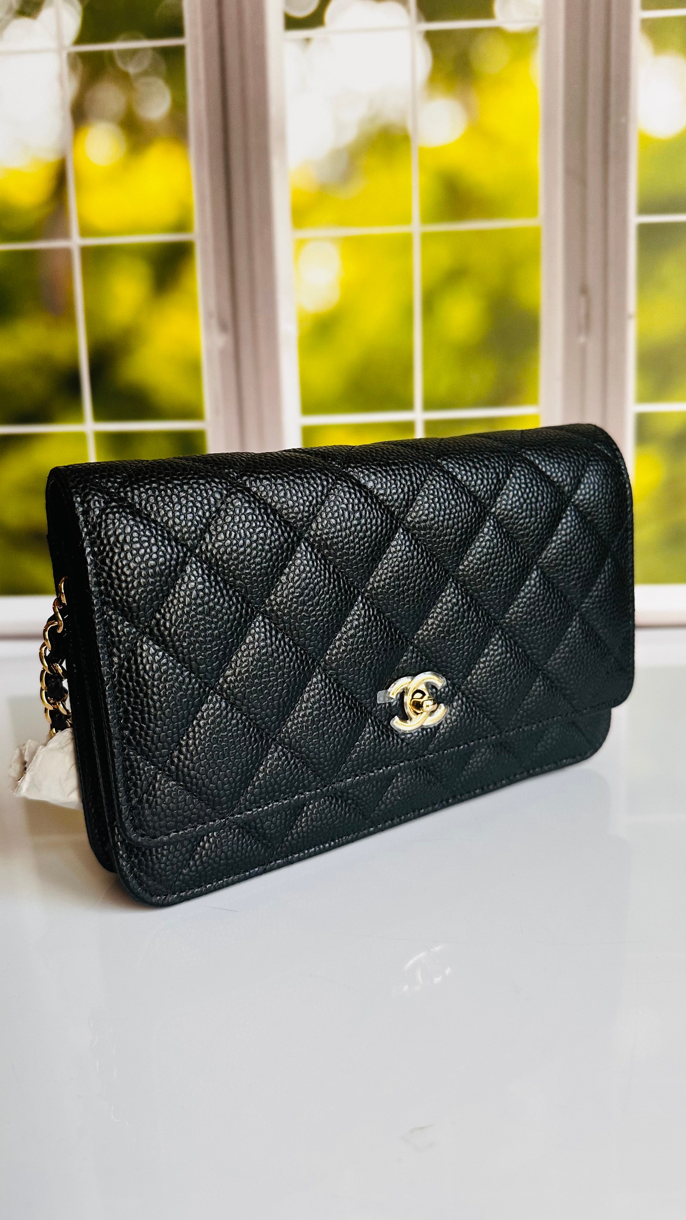 Newest Edition Chanel Wallet on Chain w/ Turnlock Clasp Black Caviar GHW