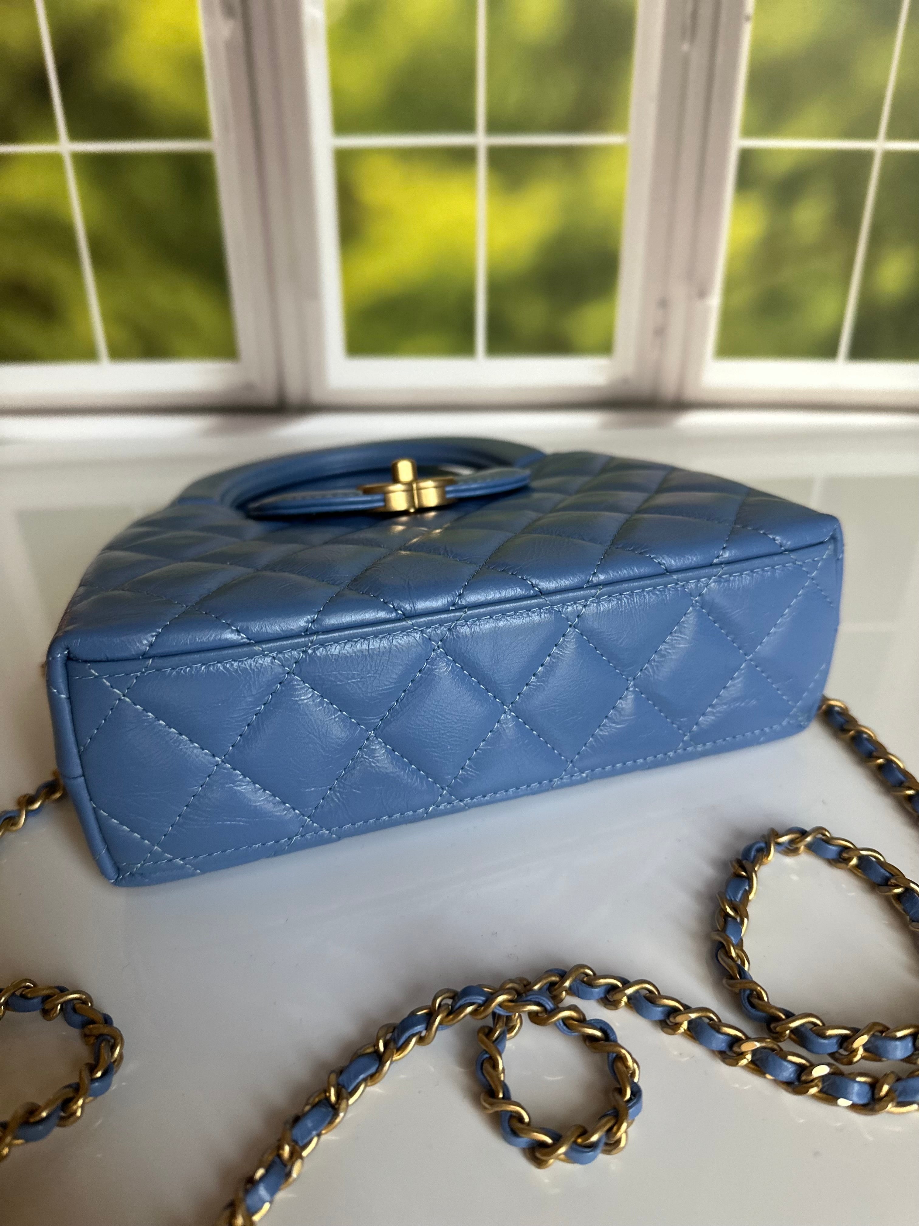 2025 Chanel Nano Kelly Shopper Aged Blue Calfskin GHW