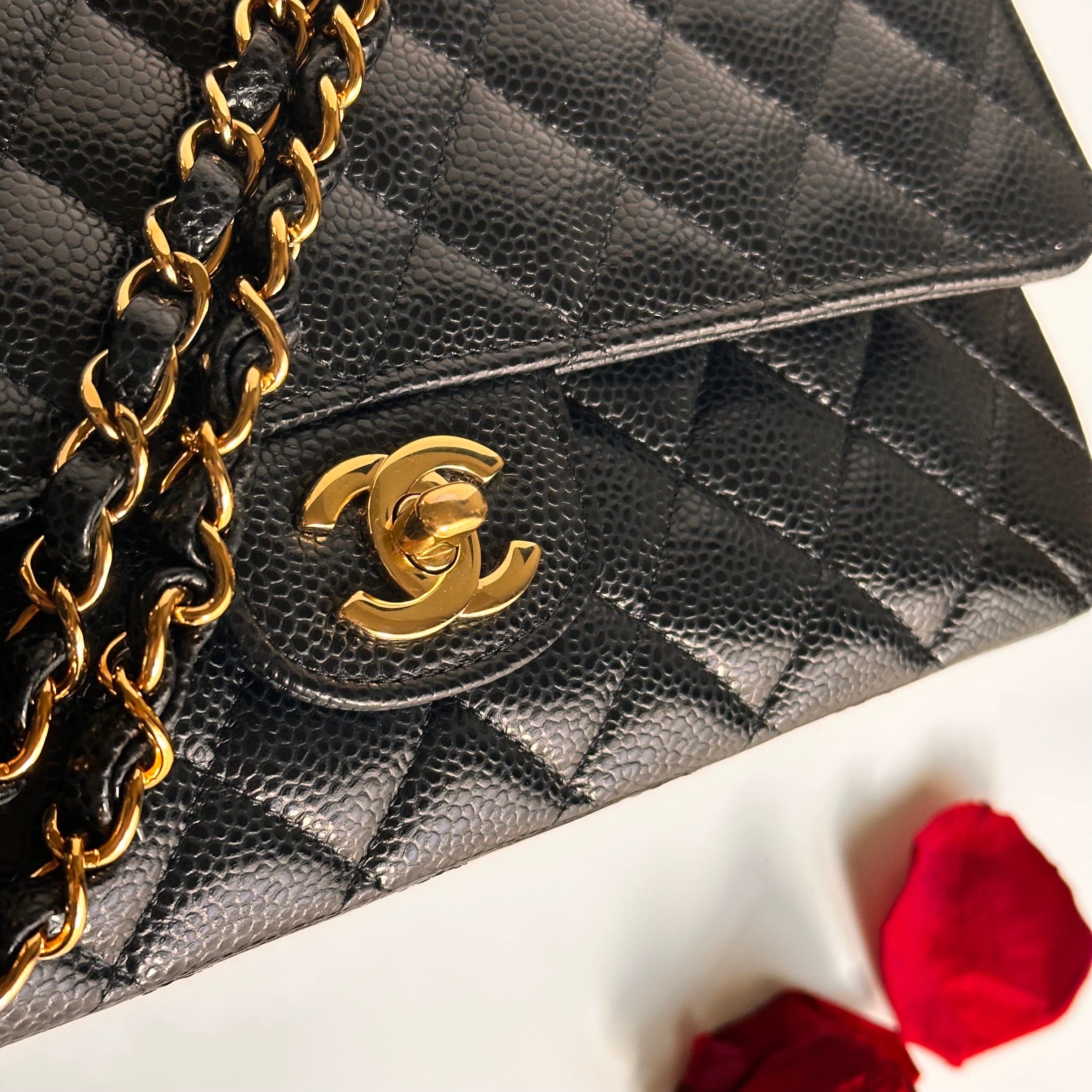 2022 Chanel Timeless Classic Medium Double Flap Black Caviar GHW