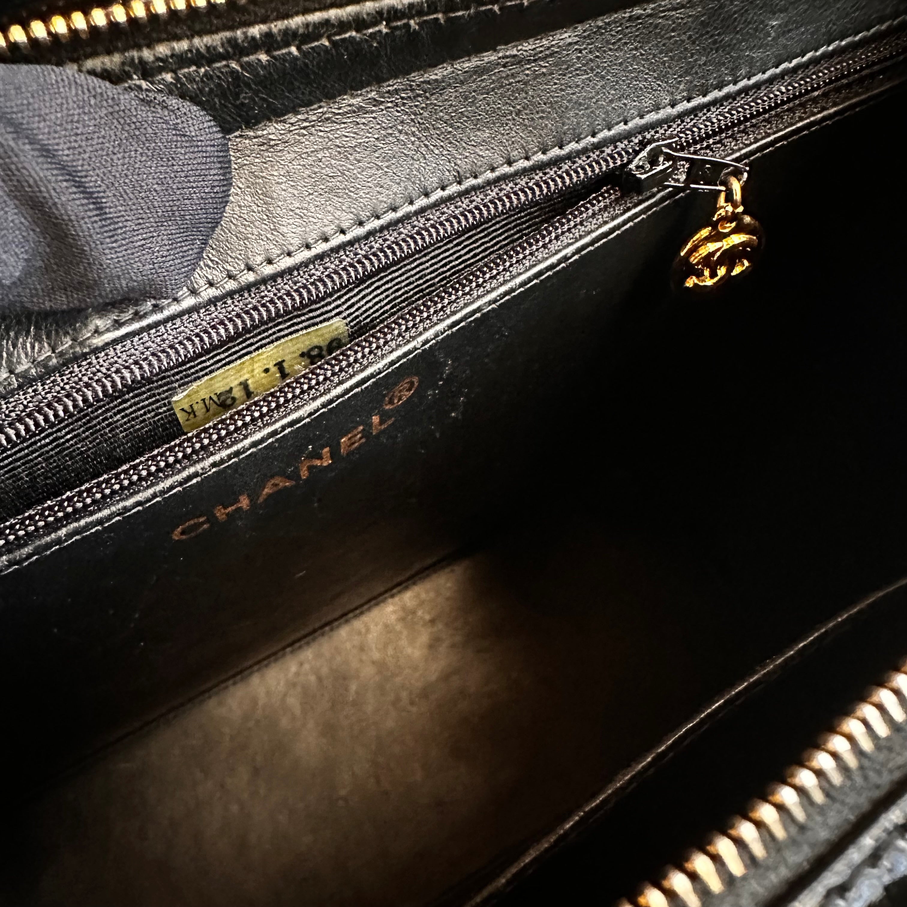 1998 Chanel vintage shopping tote black patent calfskin 24K Gold Hardware