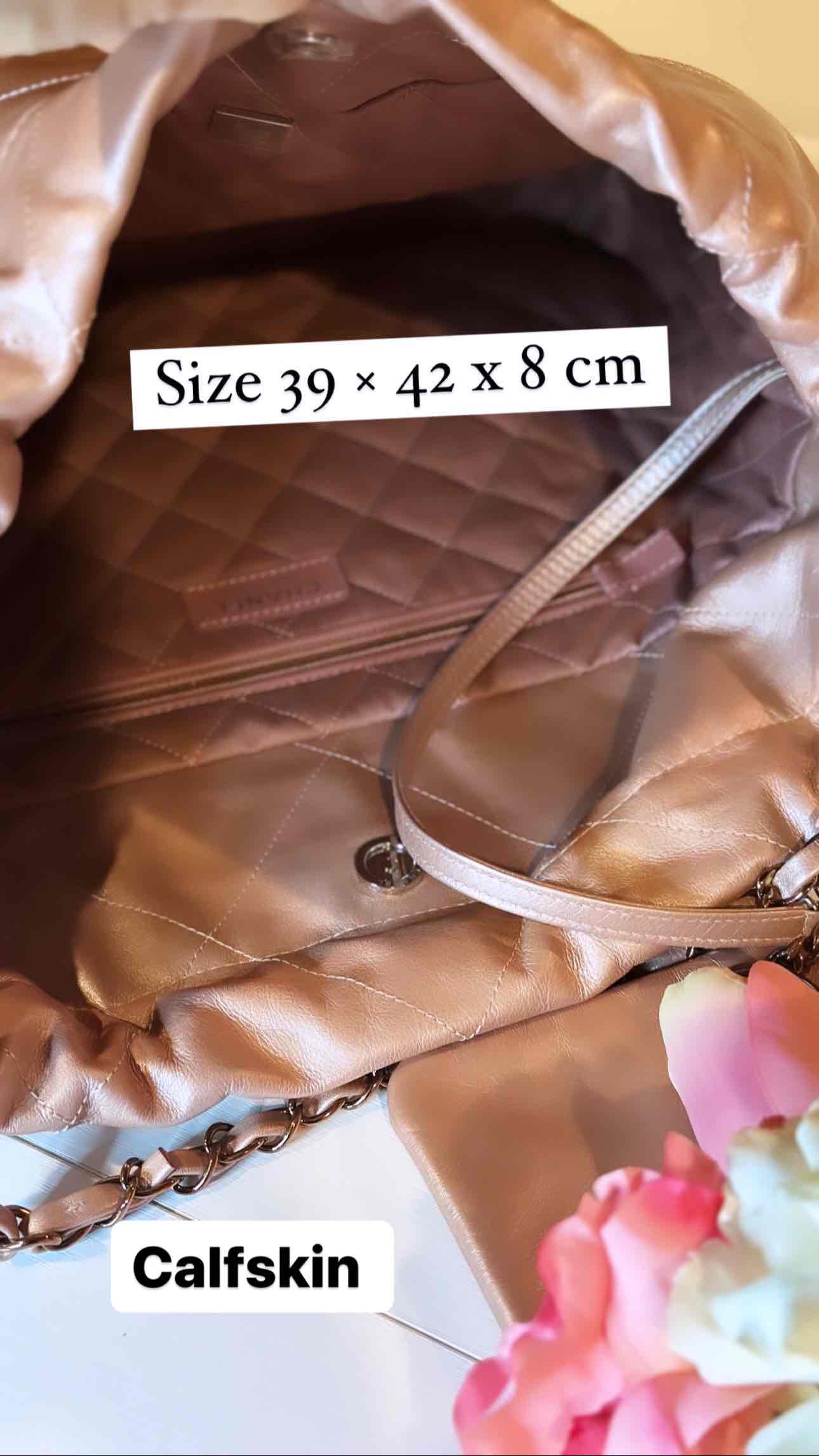 22A/Métiers D'art 2022 22 hobo Bag Metallic pink calfskin and rosé hardware