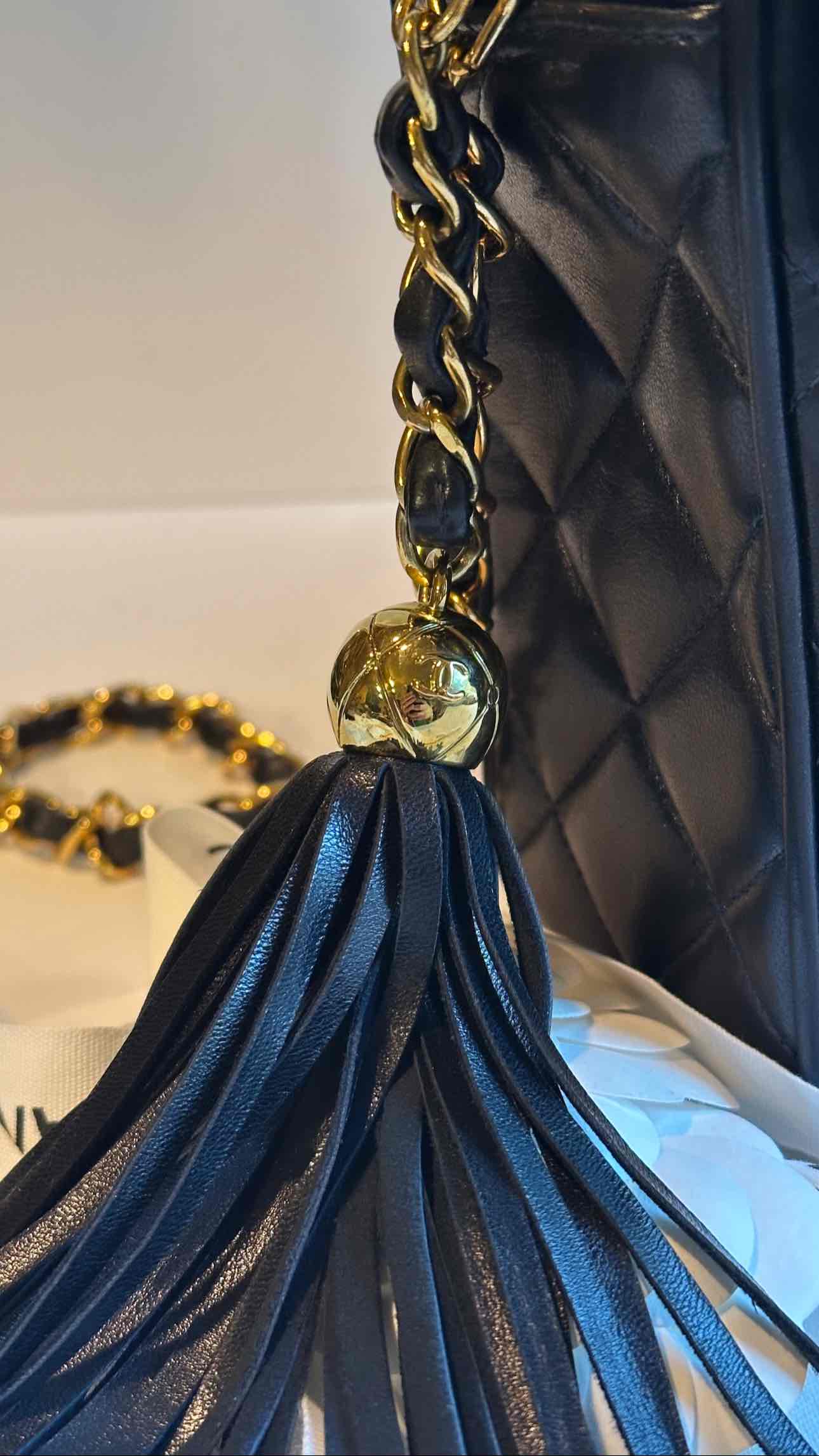 1995 Chanel Vintage Camera Case W/Tassels Midnight Blue 24K GHW