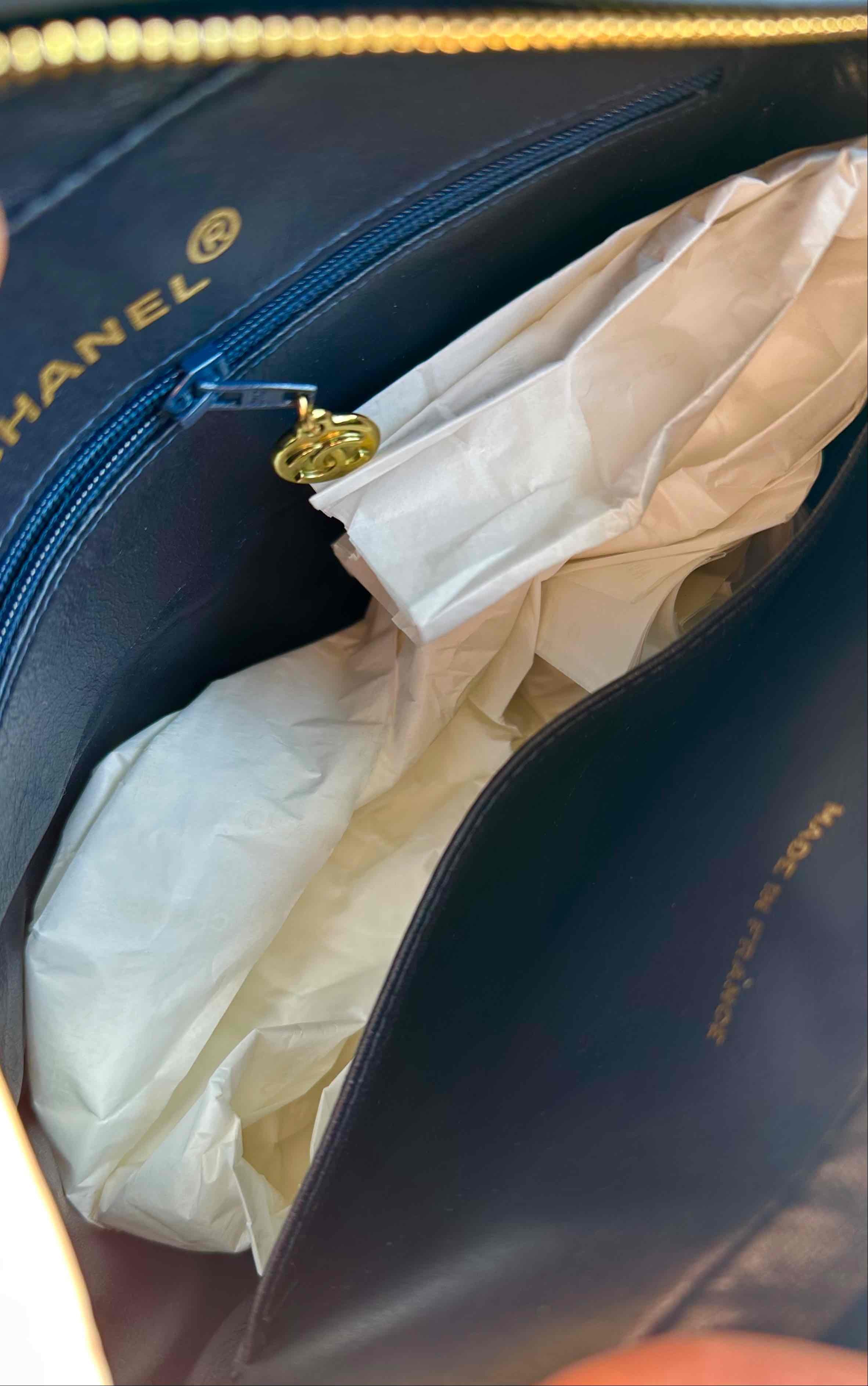 1995 Chanel Vintage Camera Case W/Tassels Midnight Blue 24K GHW