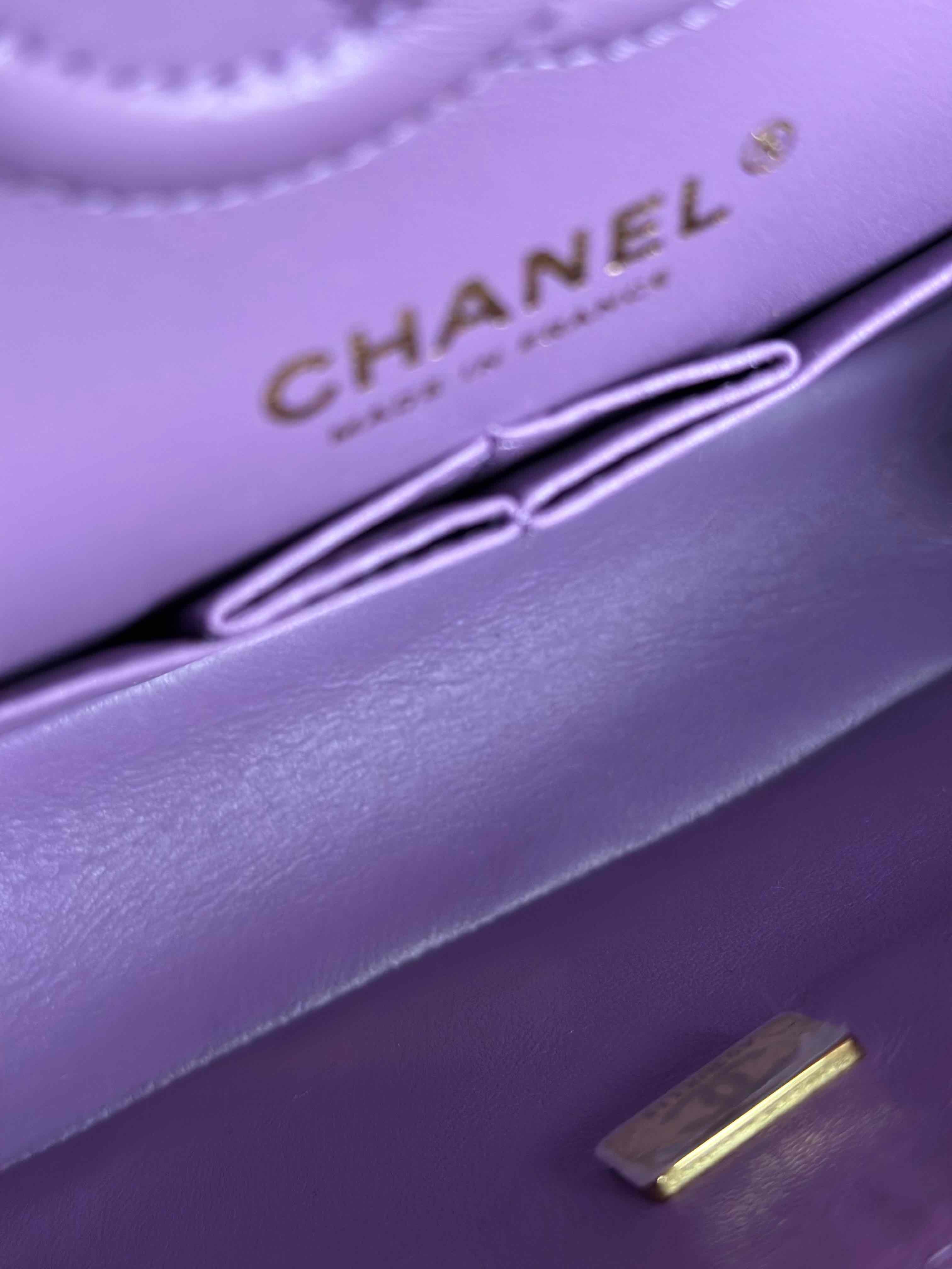 22S Chanel Small Classic Double Flap Light Purple Caviar LGHW