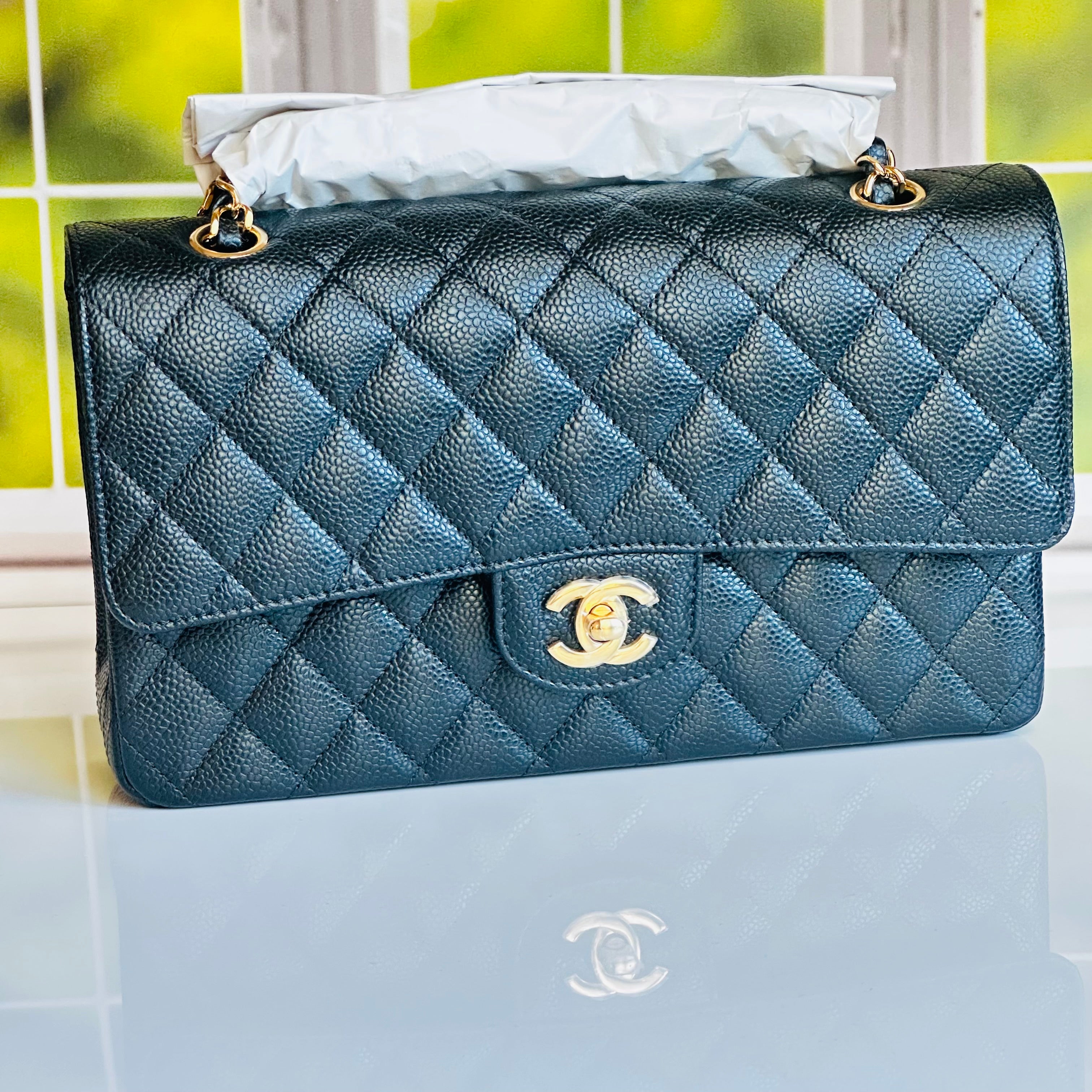 2023 BNIB Chanel Medium Classic Double Flap Black Caviar GHW