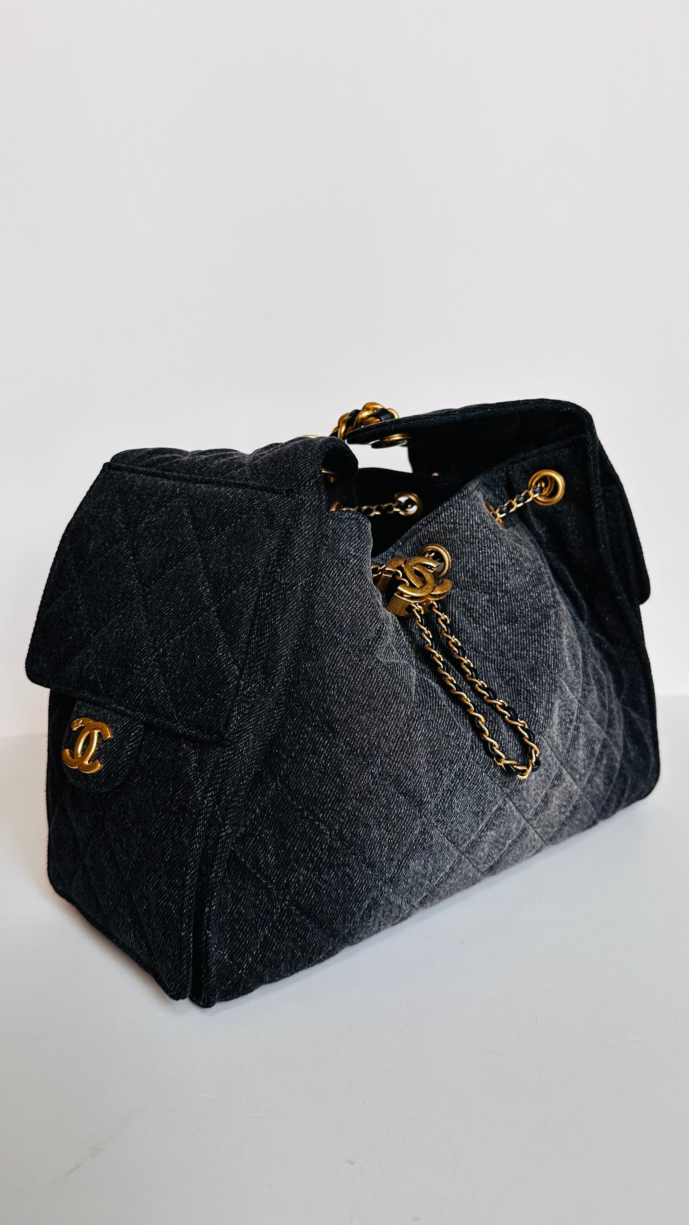 2026 Chanel Small 25 Hobo Bag Black Washed Denim GHW