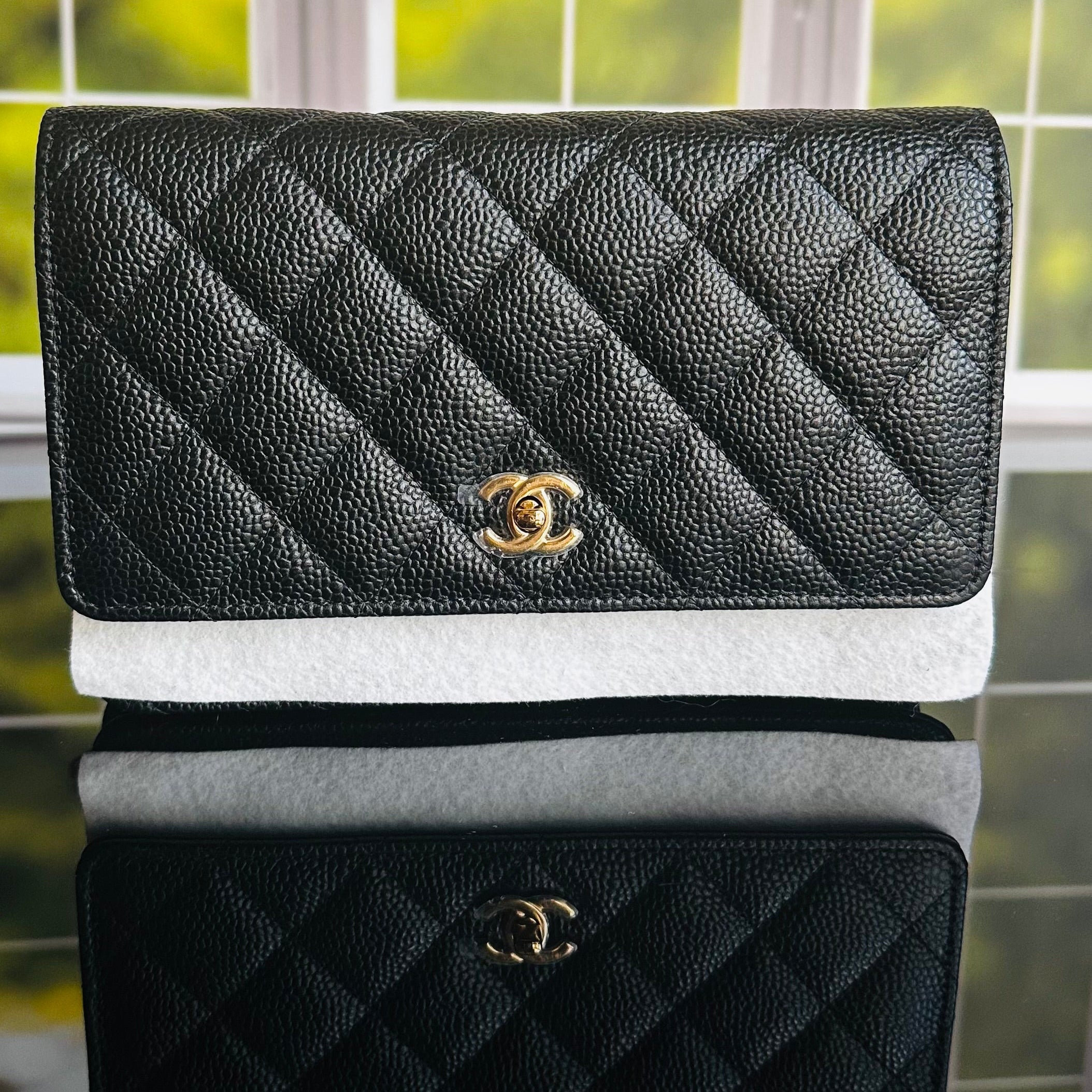 Newest Edition Chanel Wallet on Chain w/ Turnlock Clasp Black Caviar GHW
