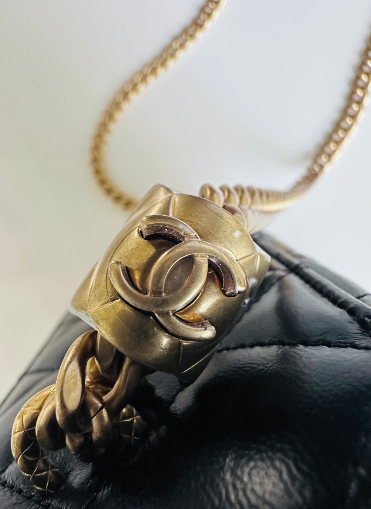 2023 Chanel All Side Long Vanity Bag Black Lambskin Aged Gold Hardware