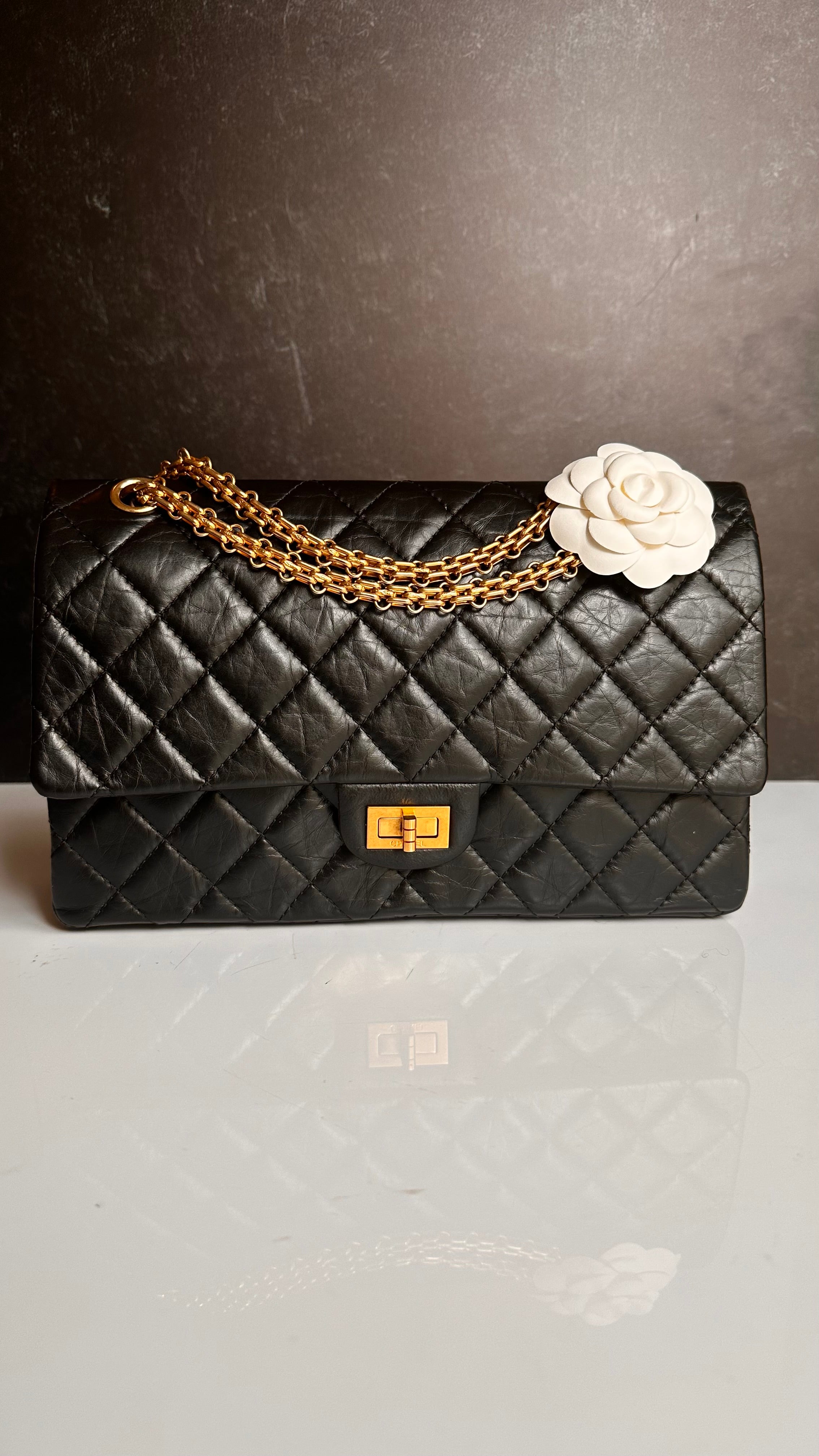 Chanel 2.55 Reissue Mademoiselle Flap Black Aged Calfskin GHW