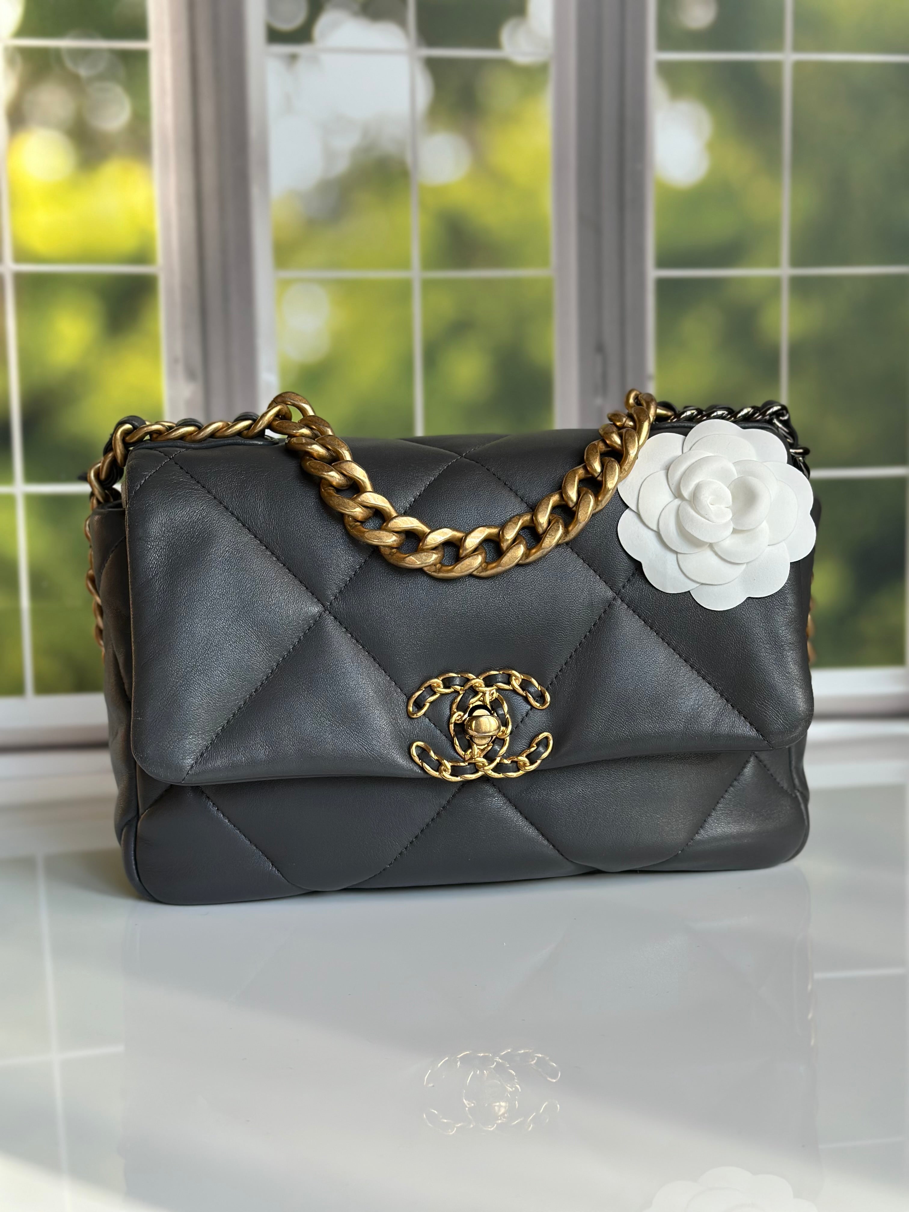 21B Chanel Small-Medium 19 Flap Dark Grey Lambskin