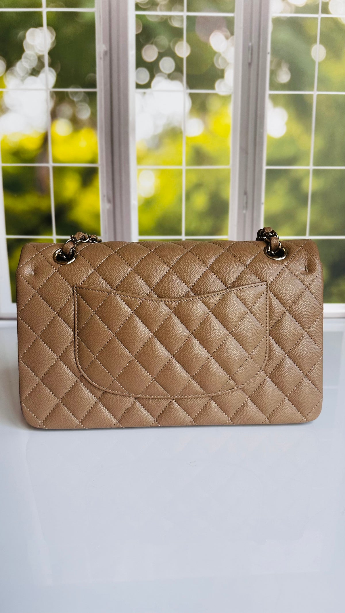 Like New 22A Chanel Timeless Classic Flap Dark Beige Caviar LGHW