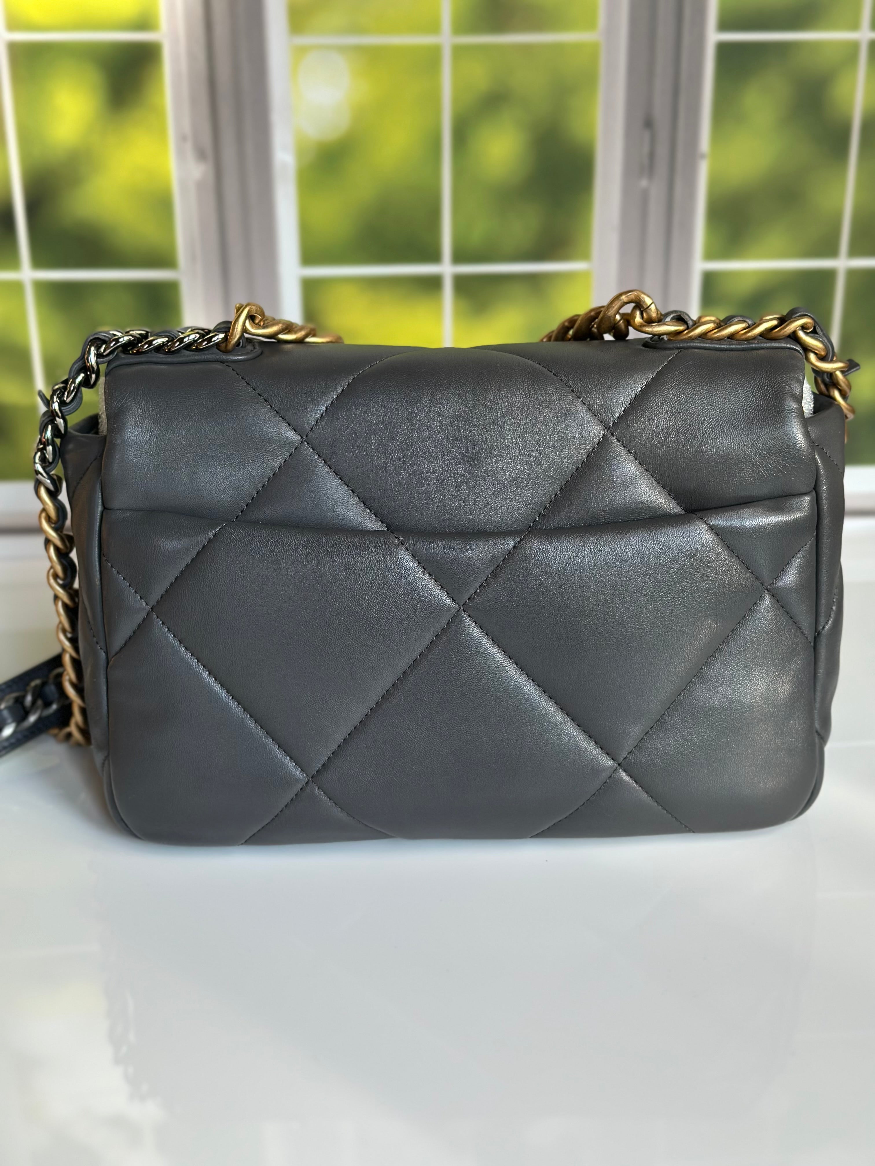 21B Chanel Small-Medium 19 Flap Dark Grey Lambskin