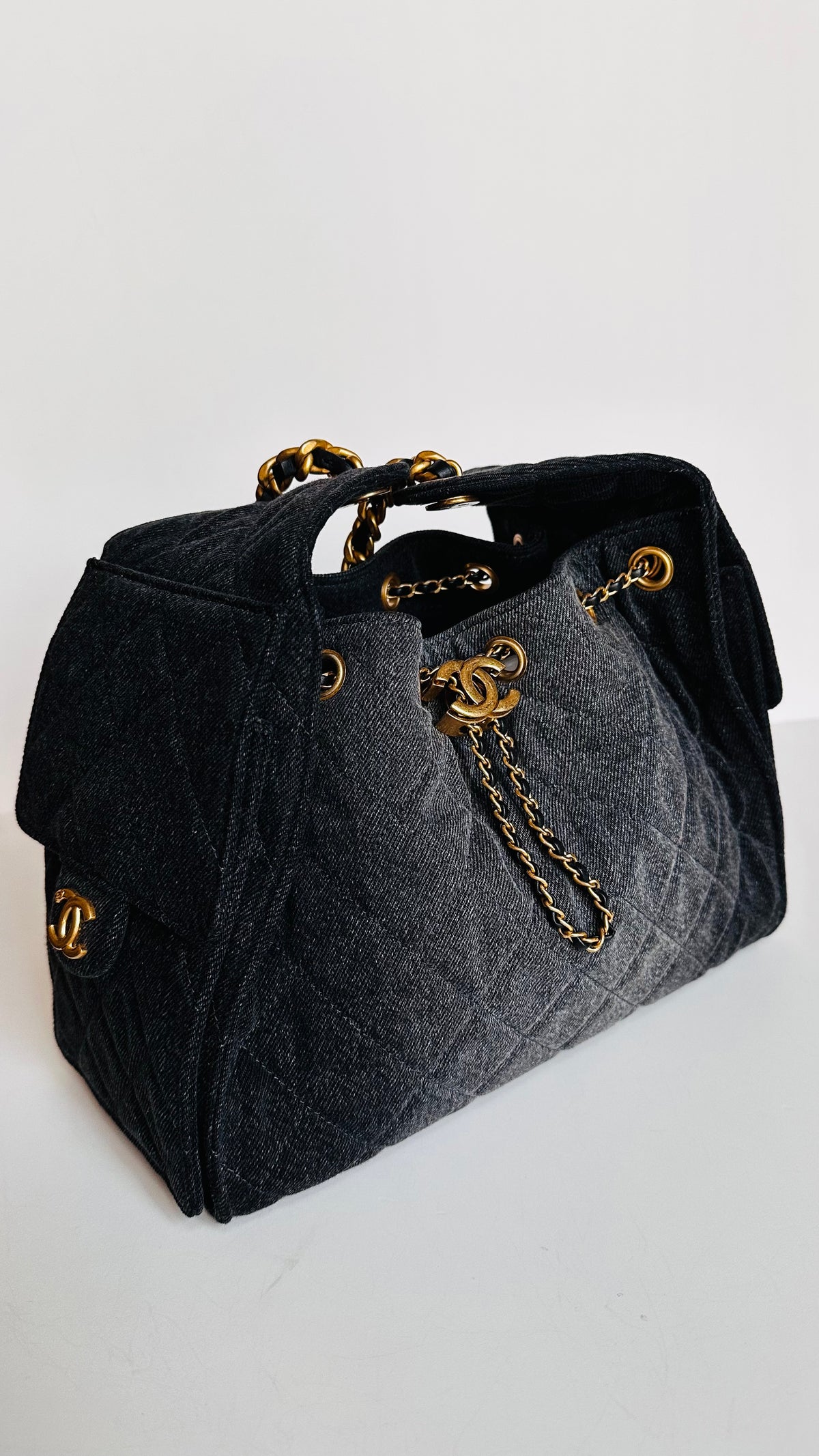 2026 Chanel Small 25 Hobo Bag Black Washed Denim GHW