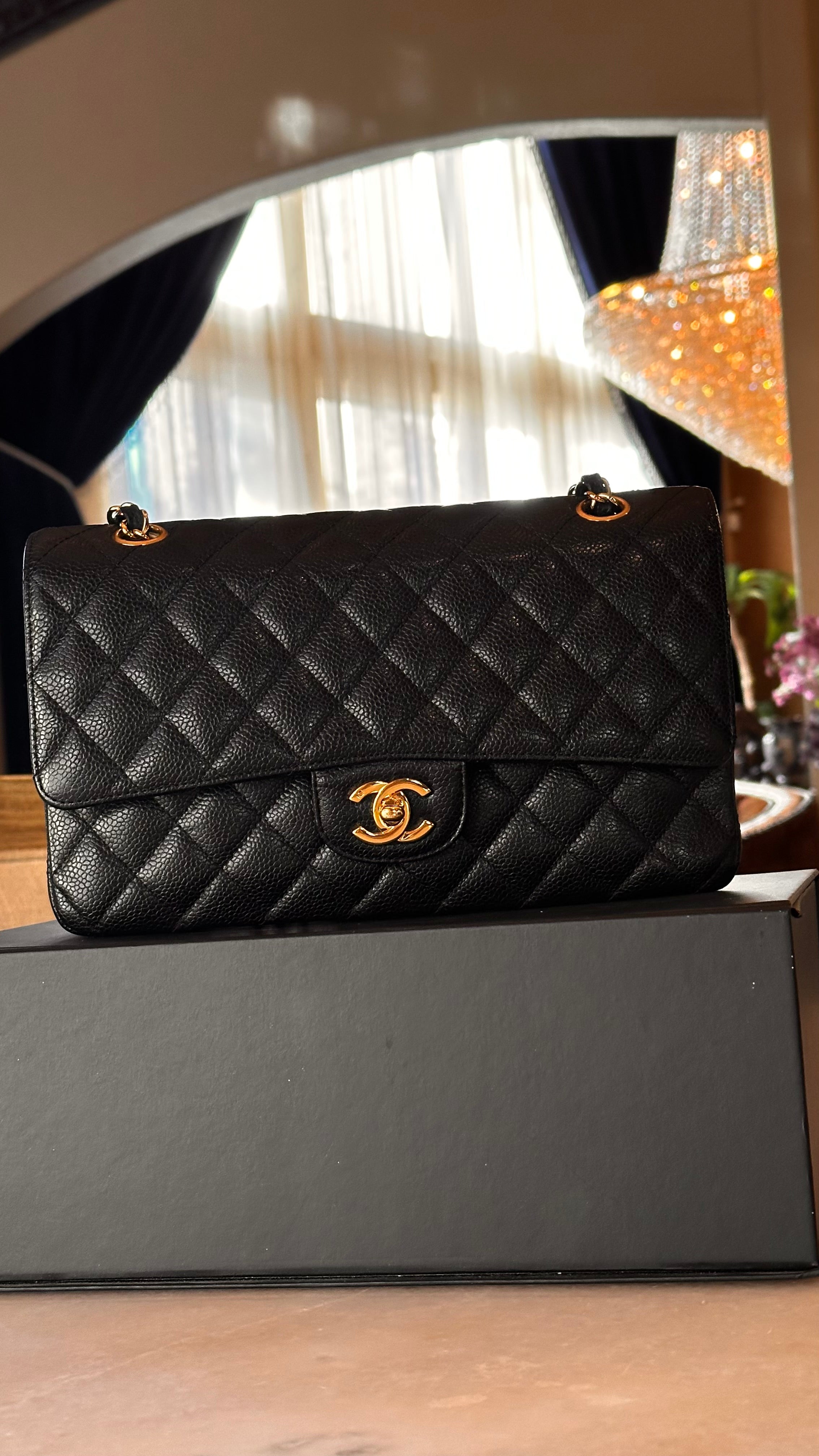 Chanel Medium Classic Flap Black Caviar 24K GHW