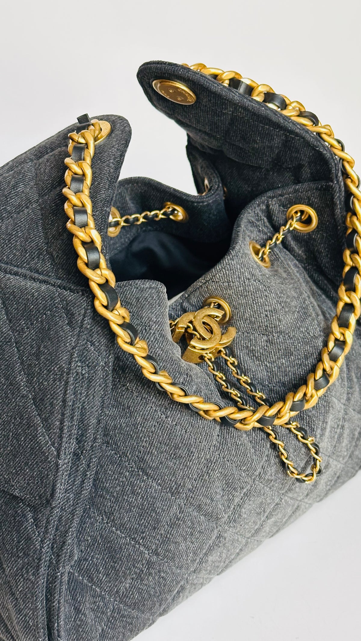 2026 Chanel Small 25 Hobo Bag Black Washed Denim GHW