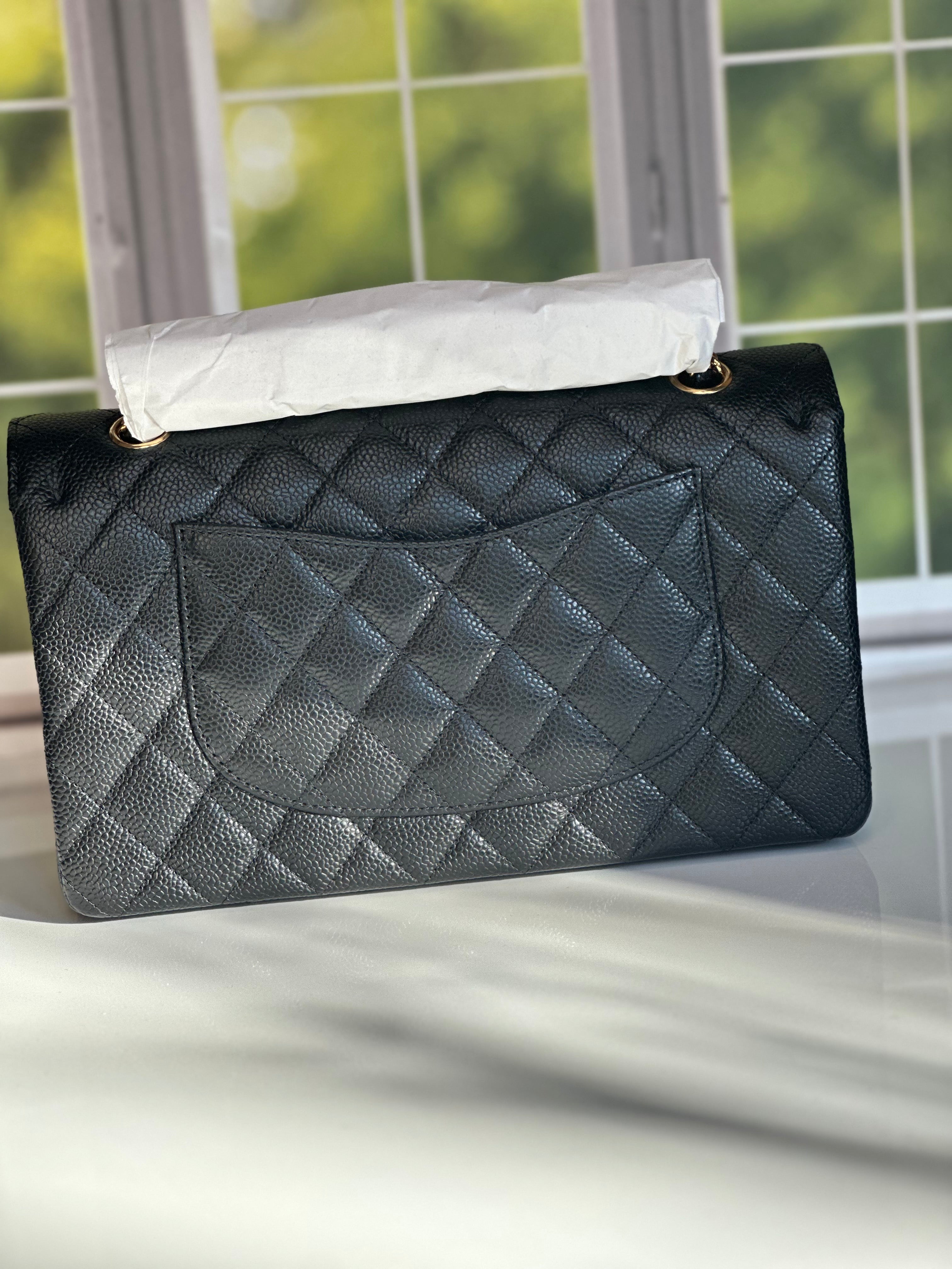 2023 BNIB Chanel Medium Classic Double Flap Black Caviar GHW