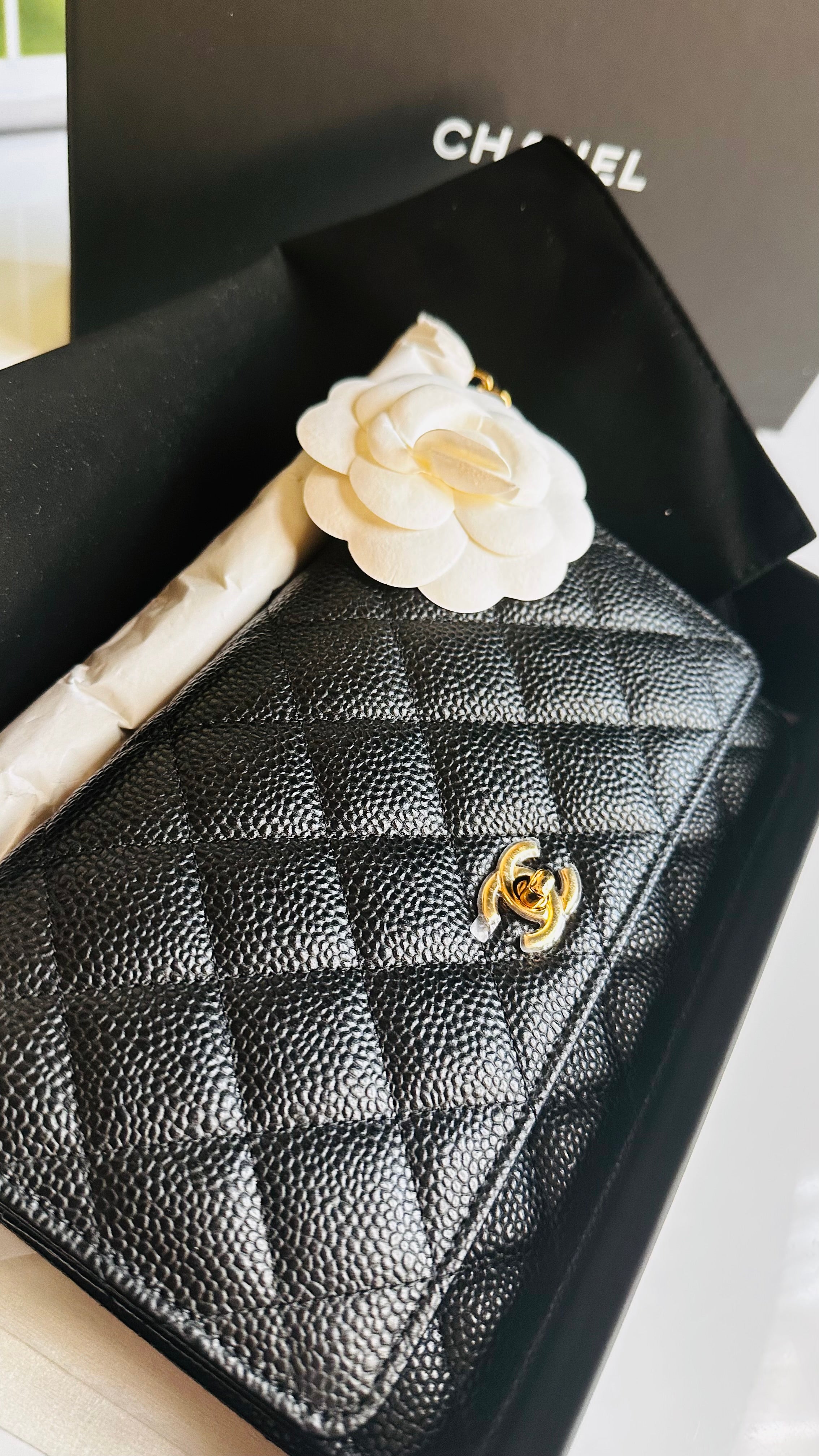 Newest Edition Chanel Wallet on Chain w/ Turnlock Clasp Black Caviar GHW