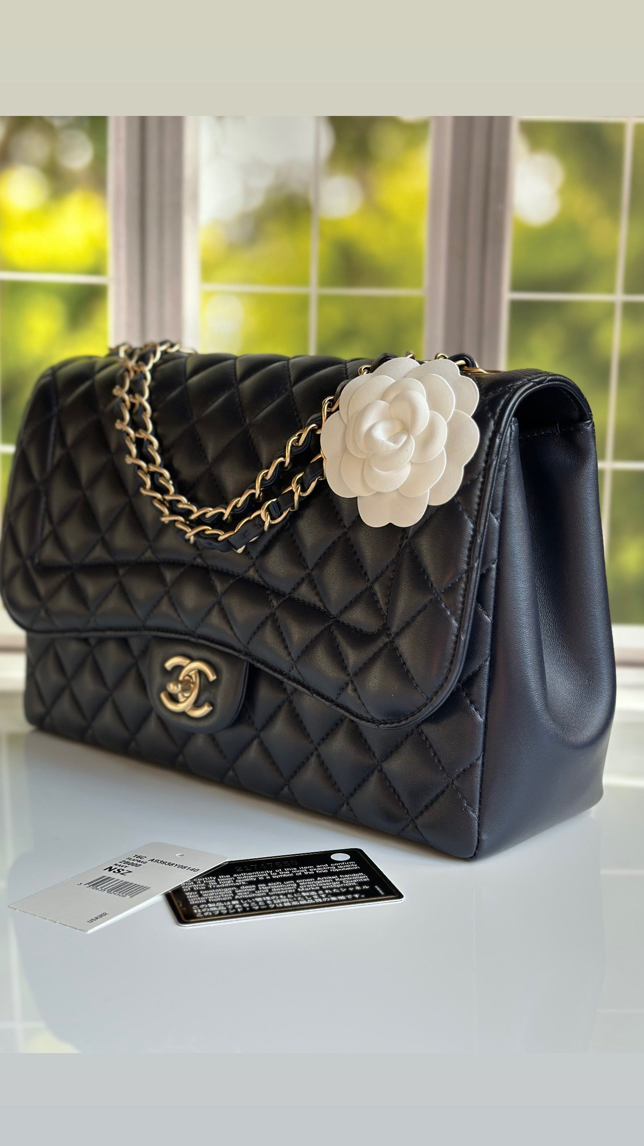 2016 Chanel Mademoiselle Chic Flap Navy Blue Lambskin and Satin Aged Gold Hardware