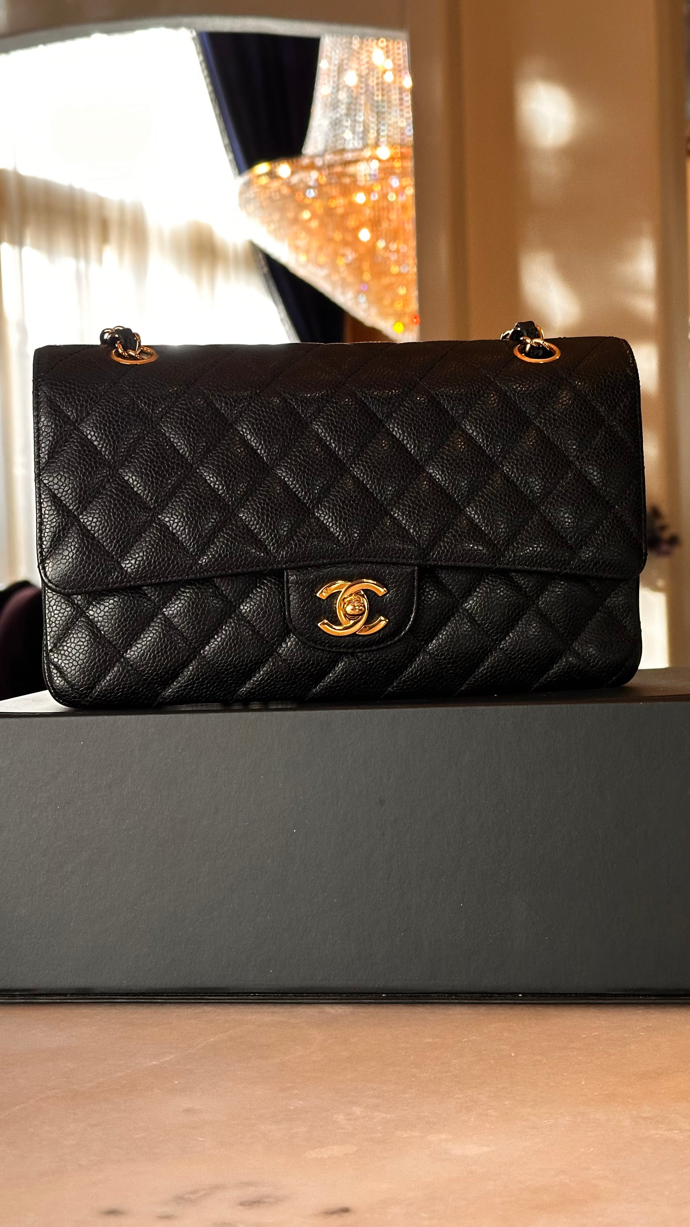 Chanel Medium Classic Flap Black Caviar 24K GHW
