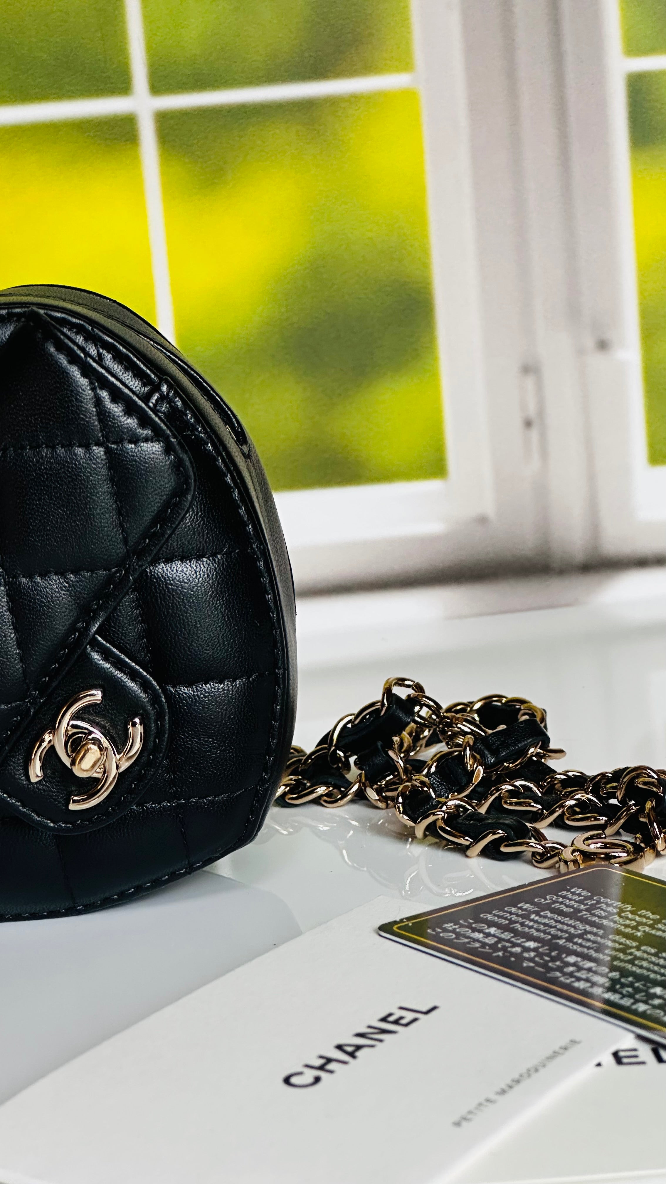 2022 Chanel CC in Love Heart Waist Bag Black Lambskin & Light Gold Hardware