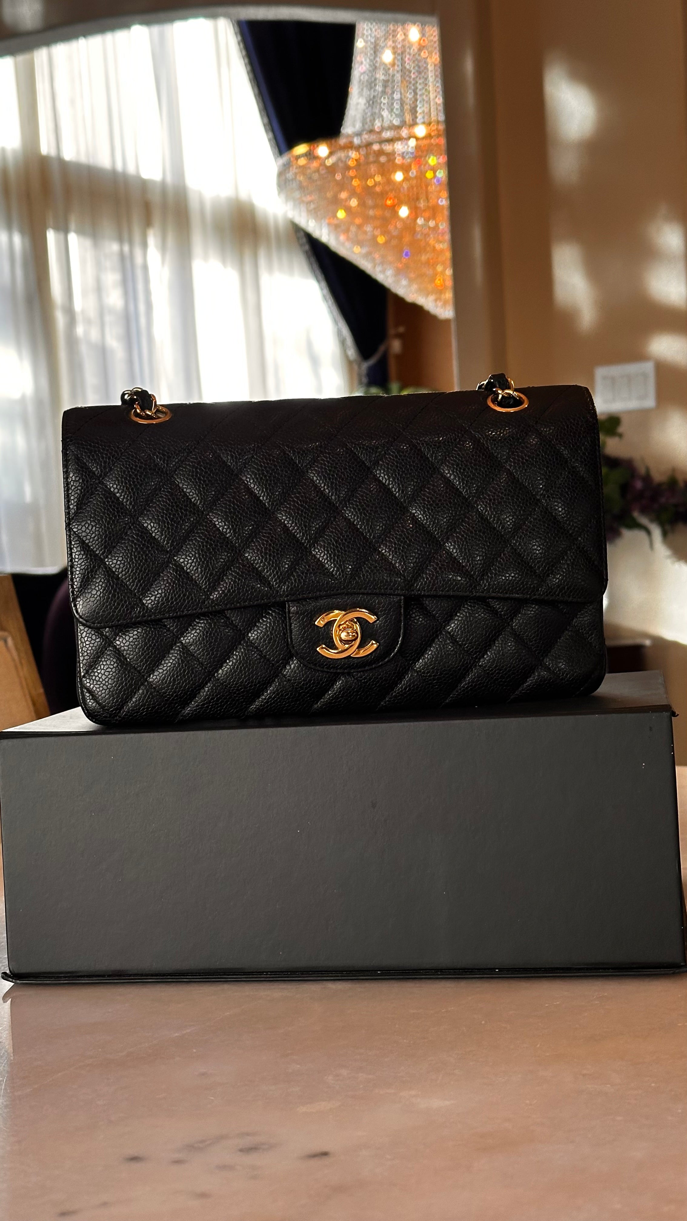 Chanel Medium Classic Flap Black Caviar 24K GHW
