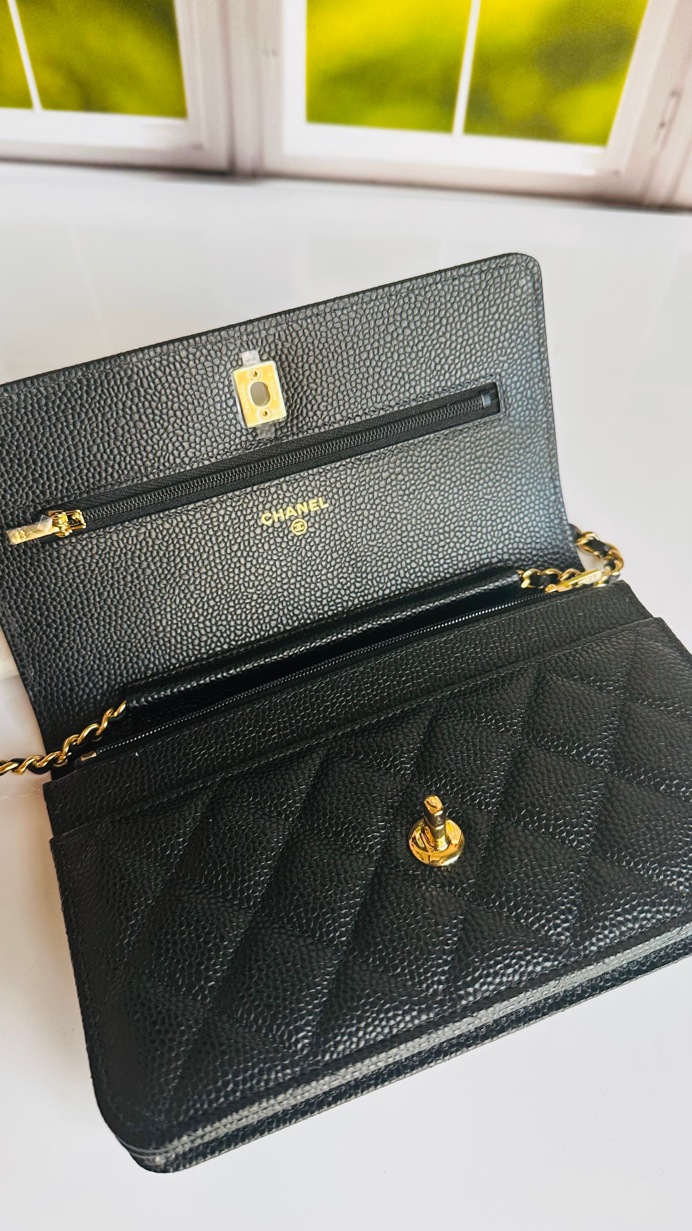 Newest Edition Chanel Wallet on Chain w/ Turnlock Clasp Black Caviar GHW