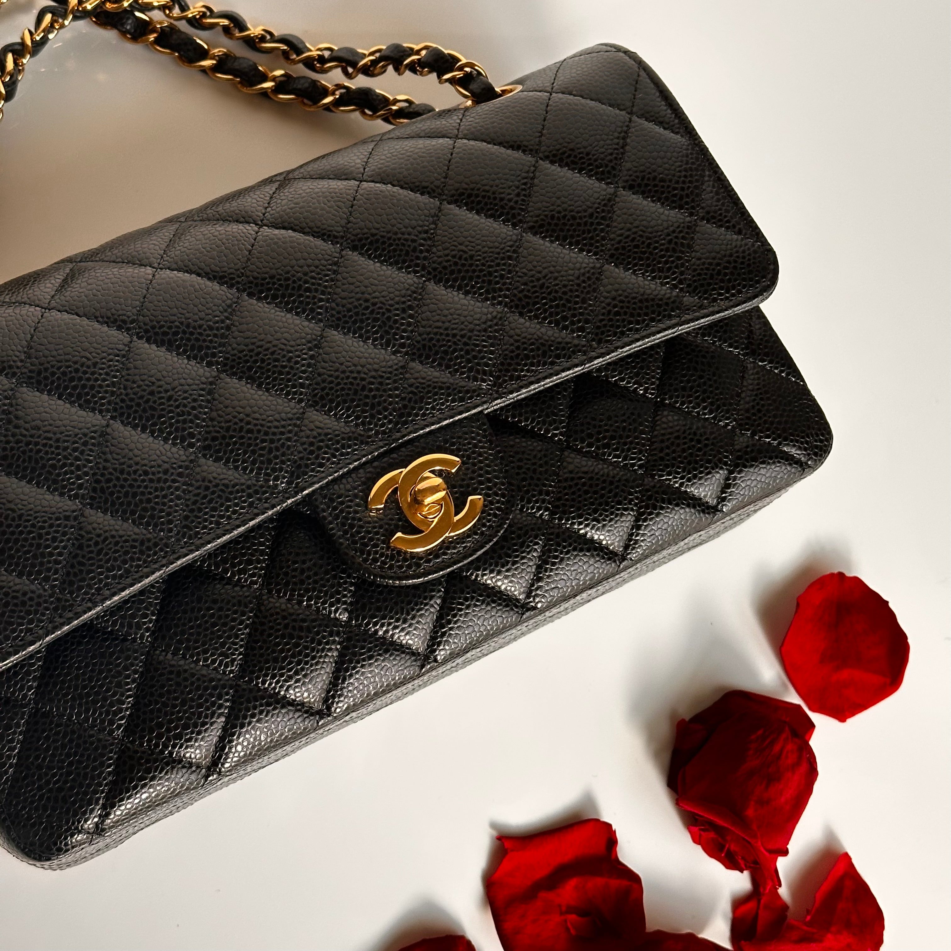 2022 Chanel Timeless Classic Medium Double Flap Black Caviar GHW