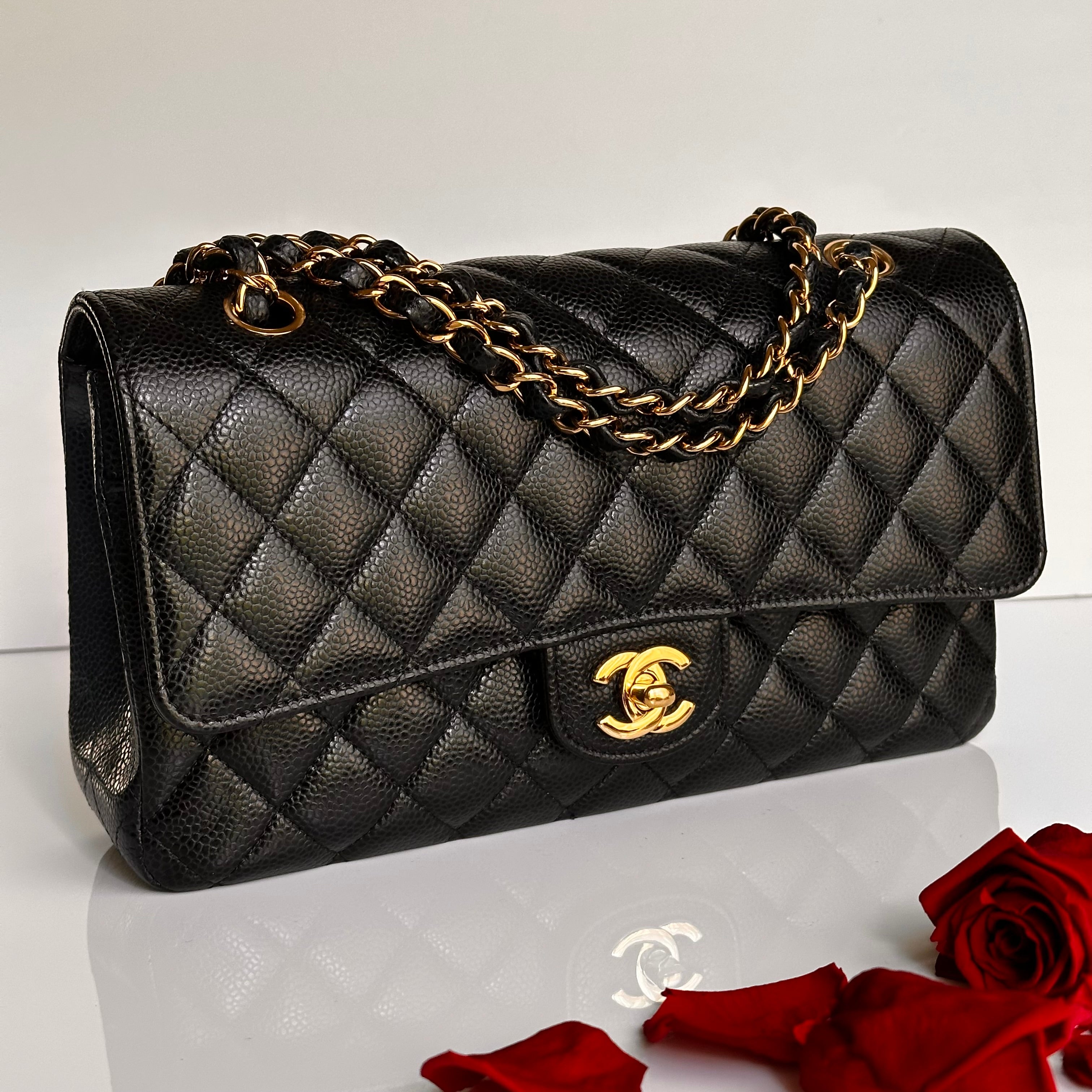 2022 Chanel Timeless Classic Medium Double Flap Black Caviar GHW
