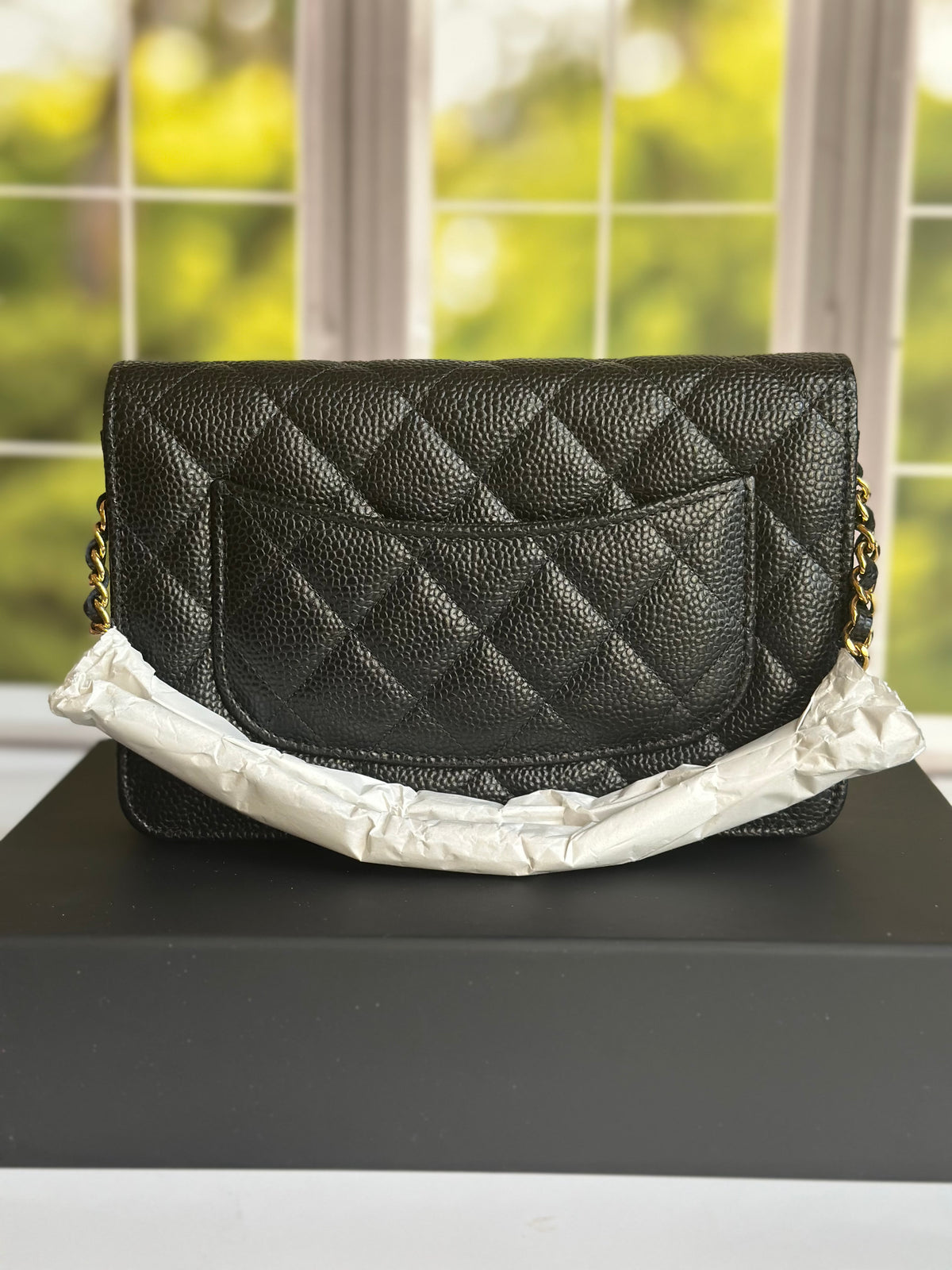 Newest Edition Chanel Wallet on Chain w/ Turnlock Clasp Black Caviar GHW