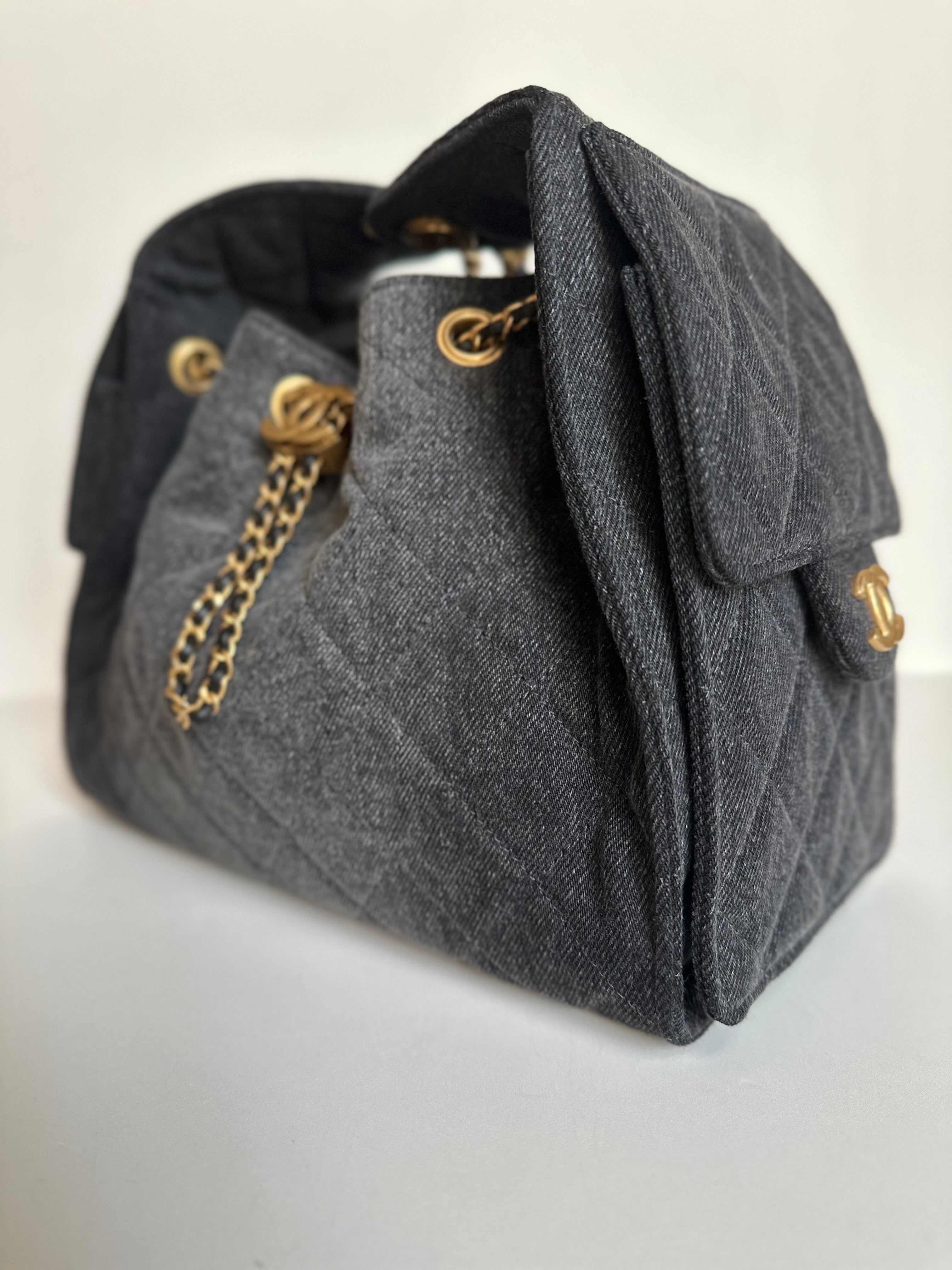 2026 Chanel Small 25 Hobo Bag Black Washed Denim GHW