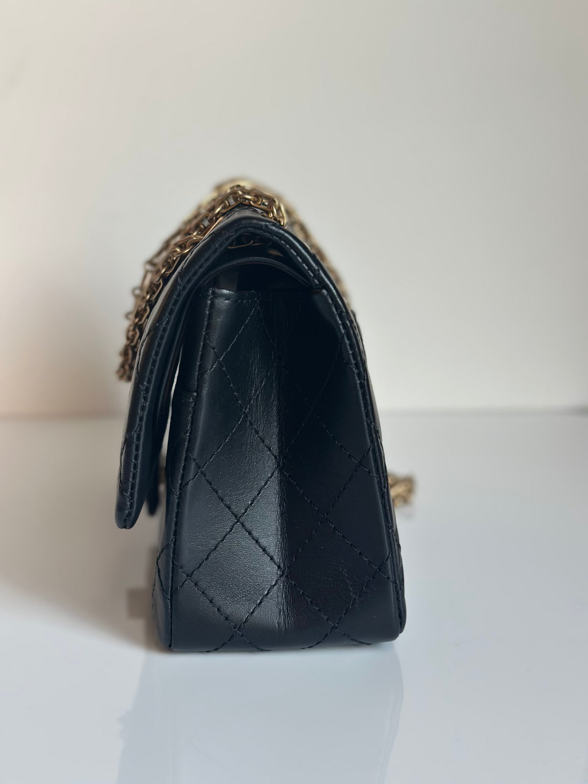 Chanel 2.55 Reissue Double Flap Black Aged Calfskin GHW Size 225
