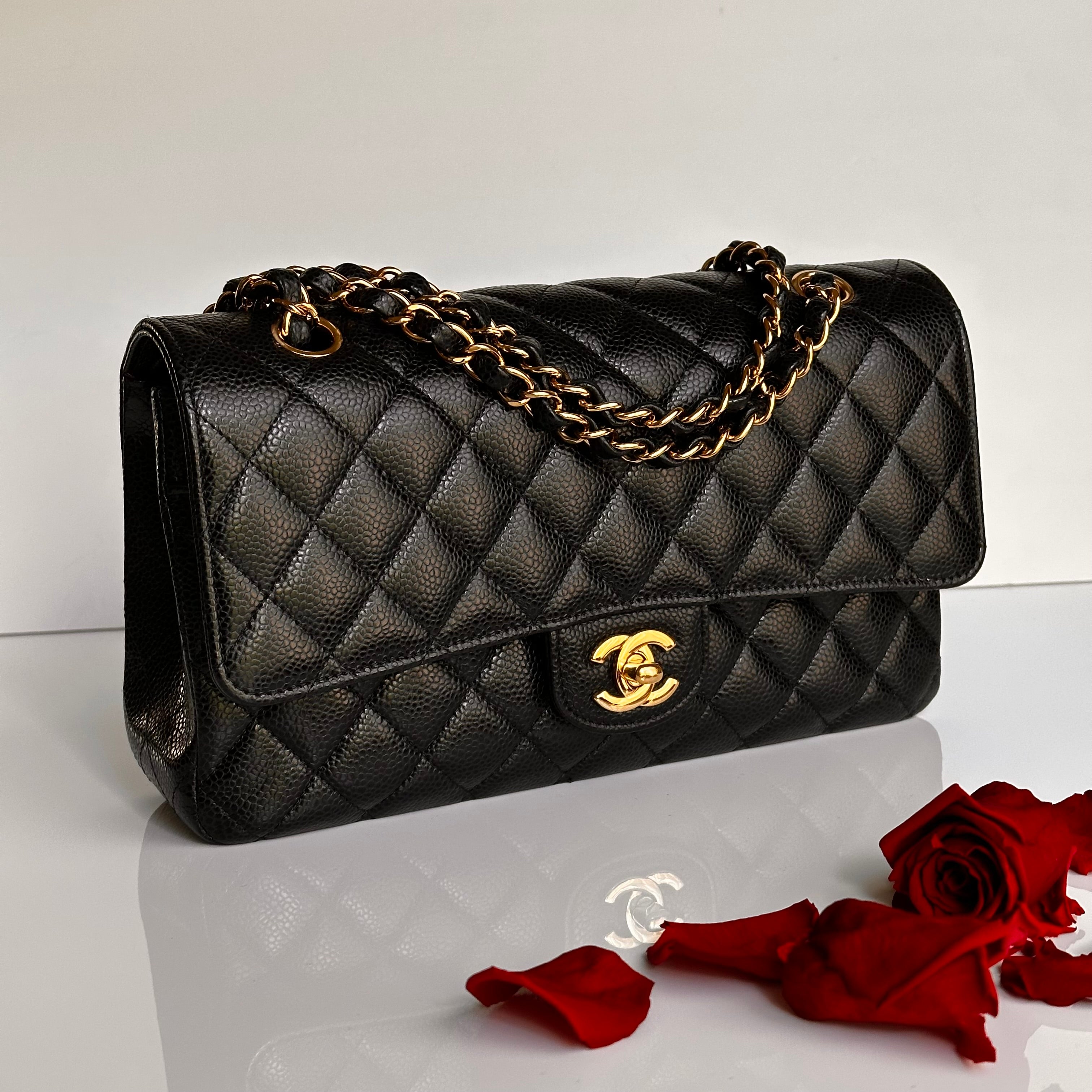 2022 Chanel Timeless Classic Medium Double Flap Black Caviar GHW