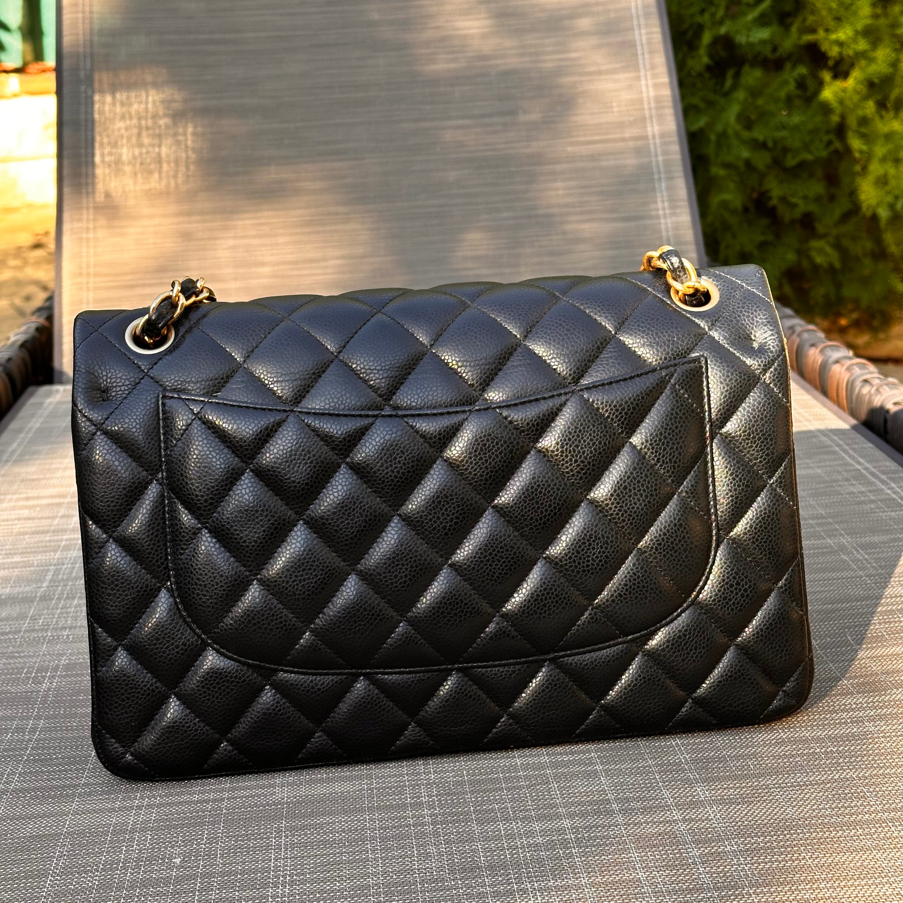 2016 Chanel Jumbo Iridescent Black Caviar Aged GHW